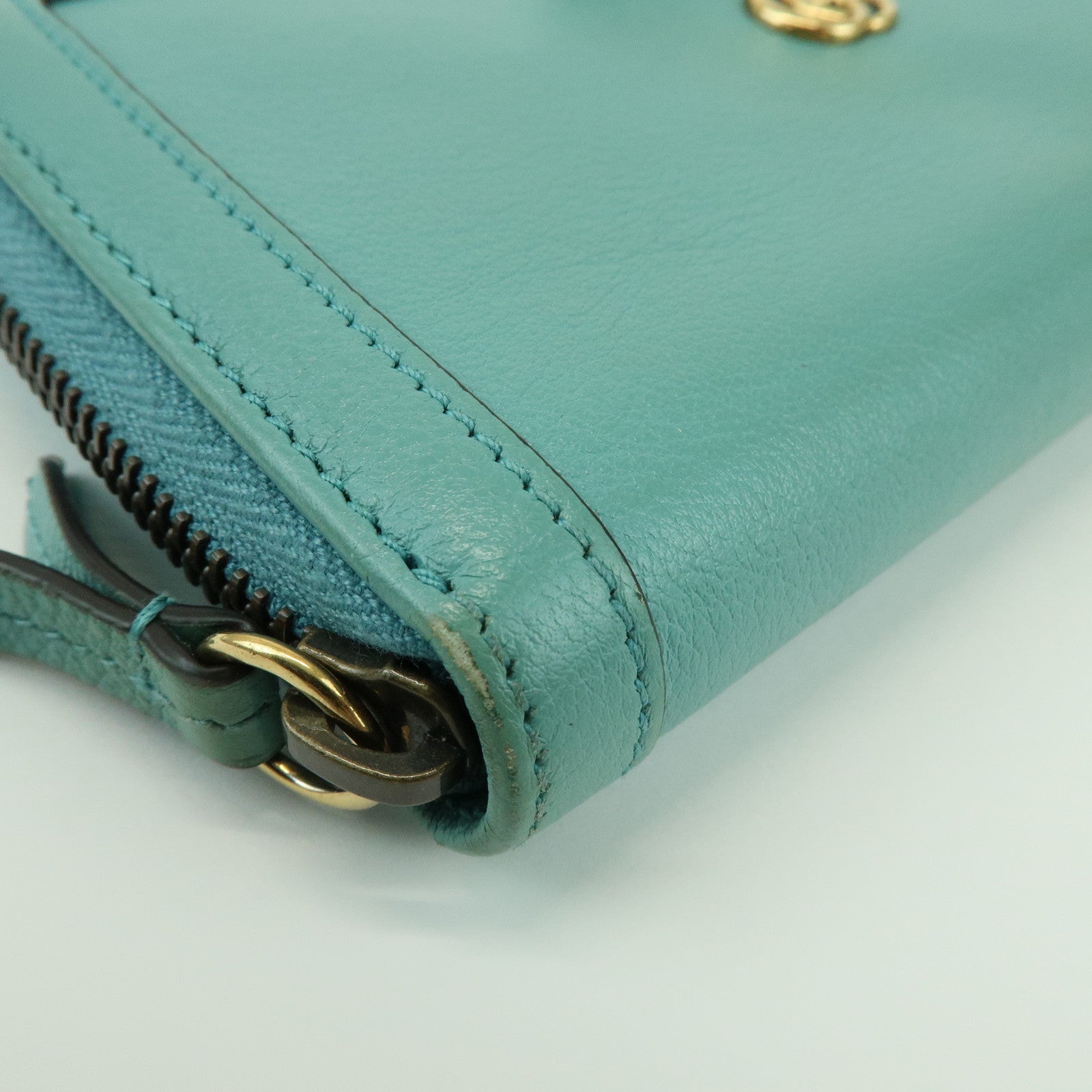 GUCCI Bamboo GG Marmont Leather Round Zippy Long Wallet 658634