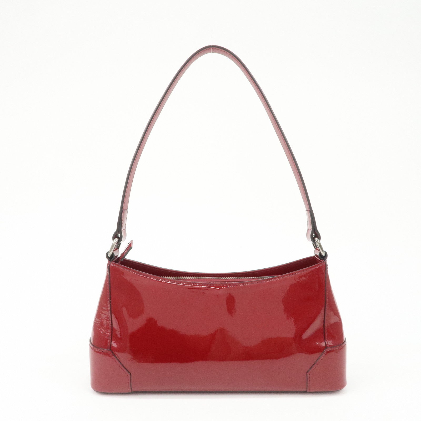 BURBERRY Patent Leather Shoulder Bag Hand Bag Red