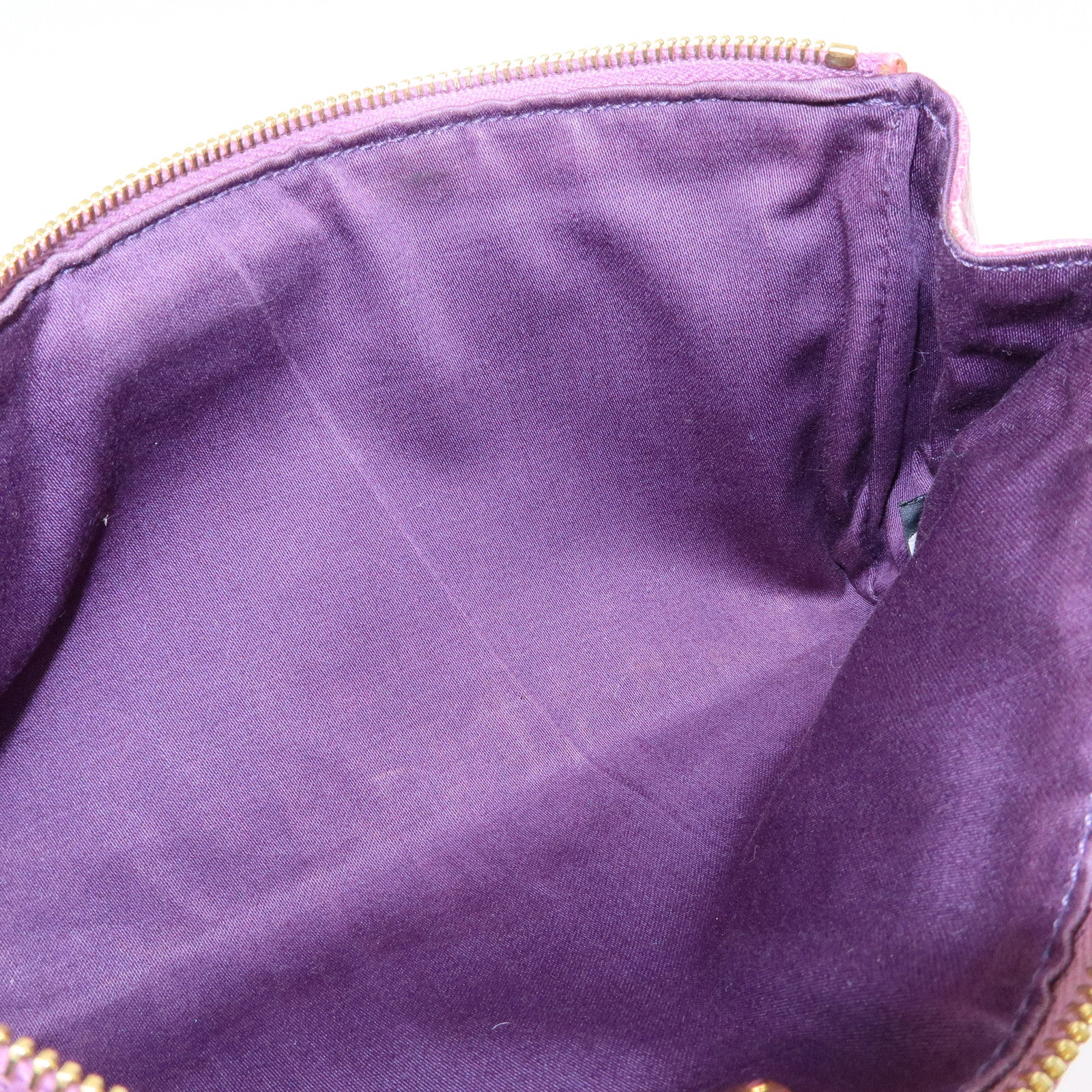 MIU MIU Logo Embossed Leather Clutch Bag Wristlet Bag Purple