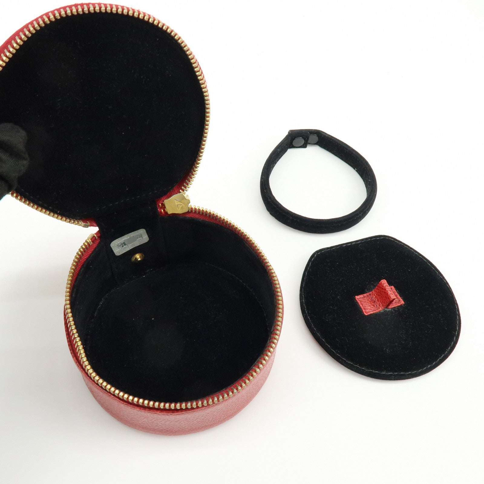 CHANEL COCO Mark Caviarskin Cosmetic Pouch Jewelry Case Red