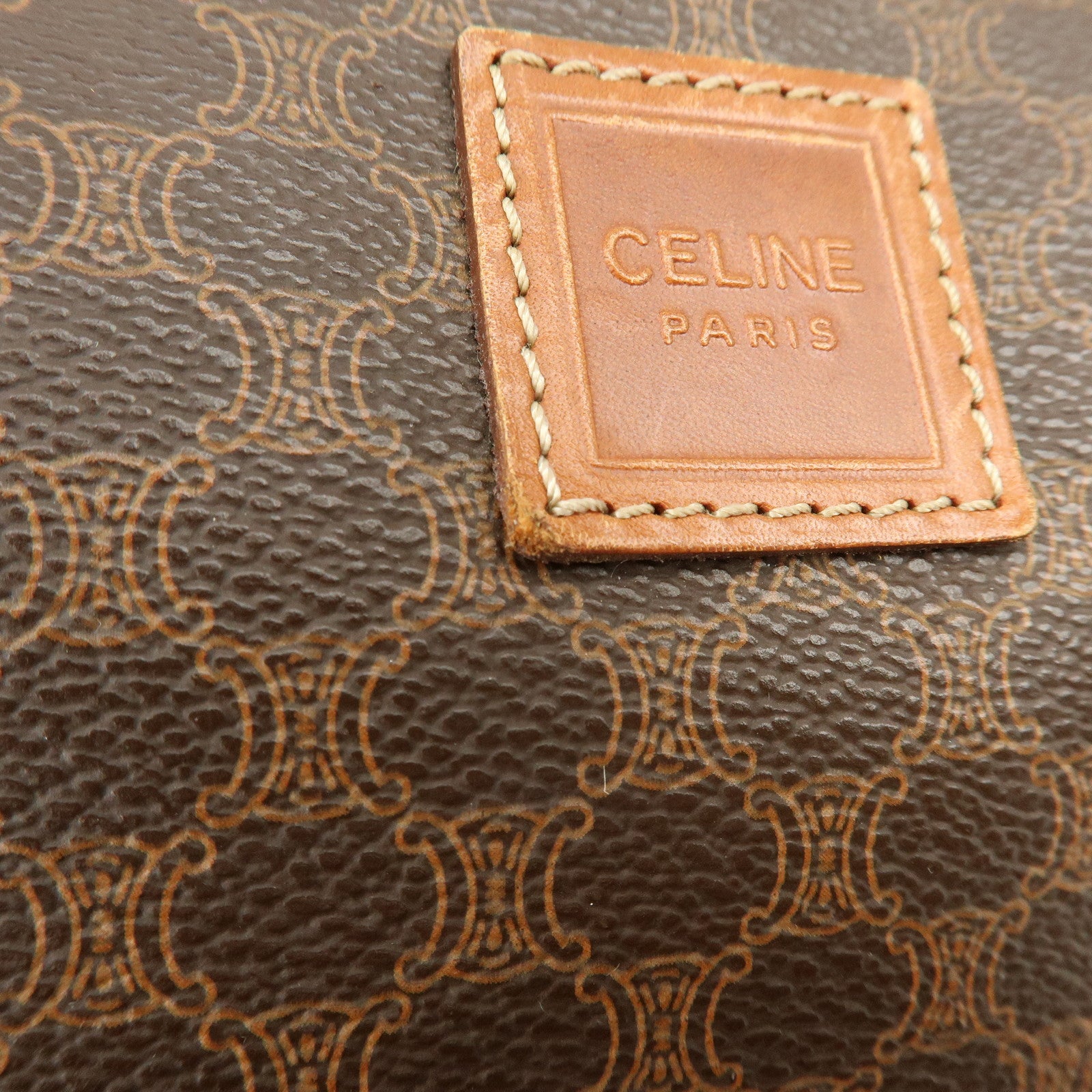 CELINE Macadam PVC Leather Pouch Cosmetic Pouch Brown