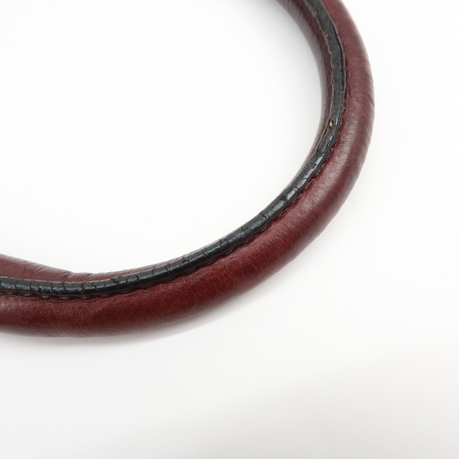 PRADA Triangle Logo Gradation Leather Tote Bag Hand Bag Bordeaux