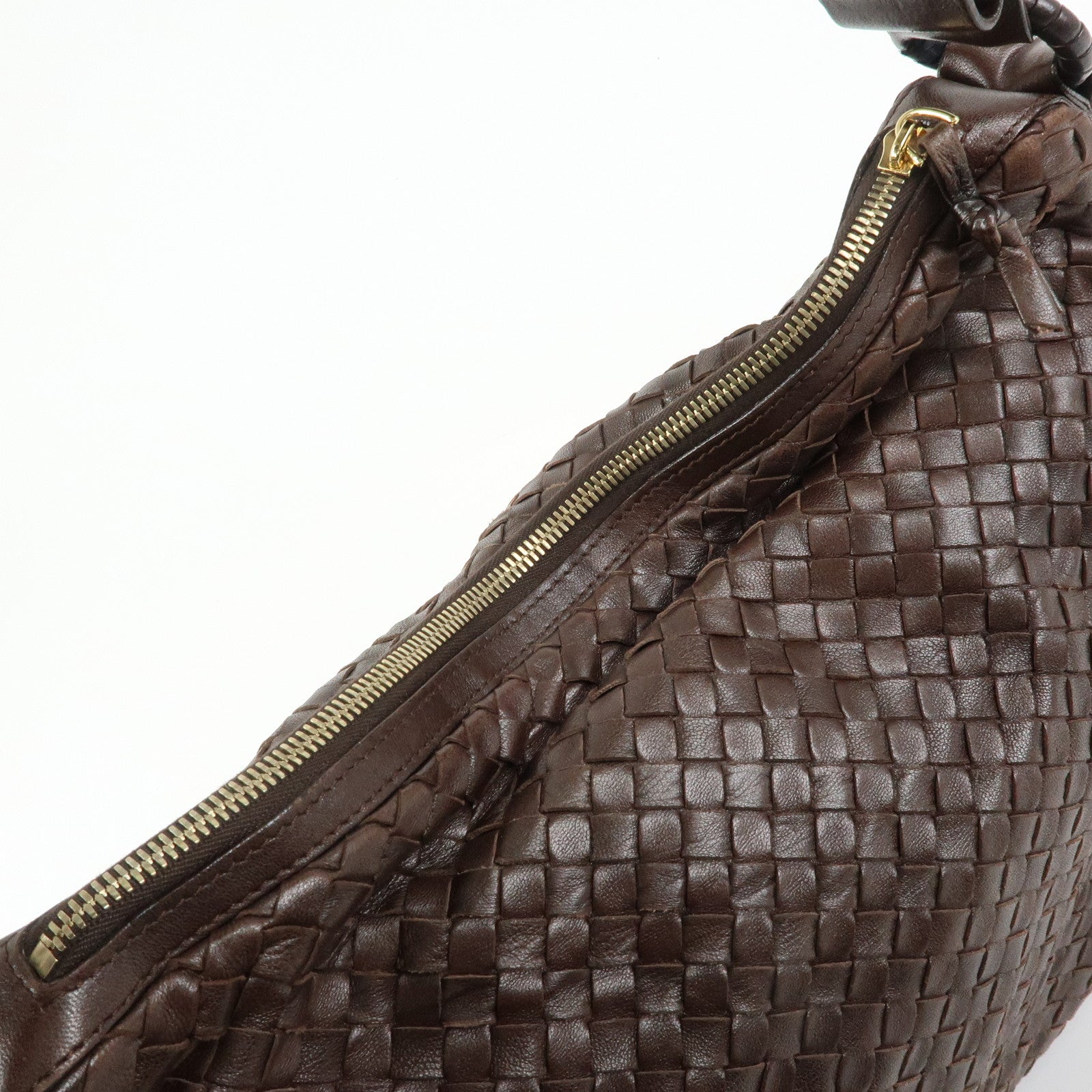 BOTTEGA VENETA Intrecciato Leather Shoulder Bag Brown 115658