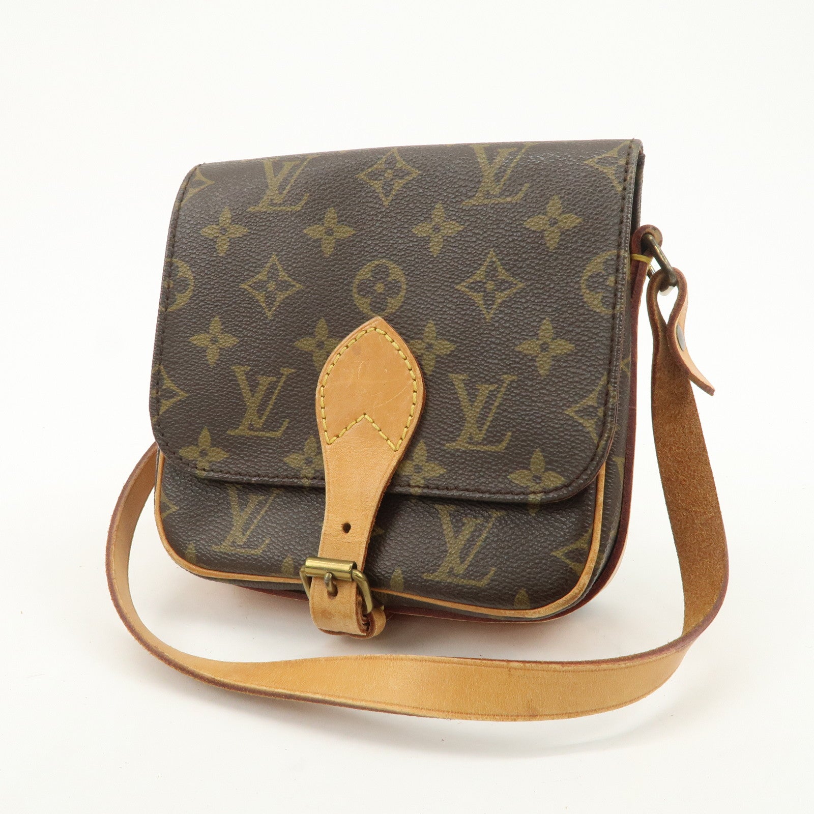 Louis Vuitton Monogram Mini Cartouchiere Shoulder Bag Brown M51254