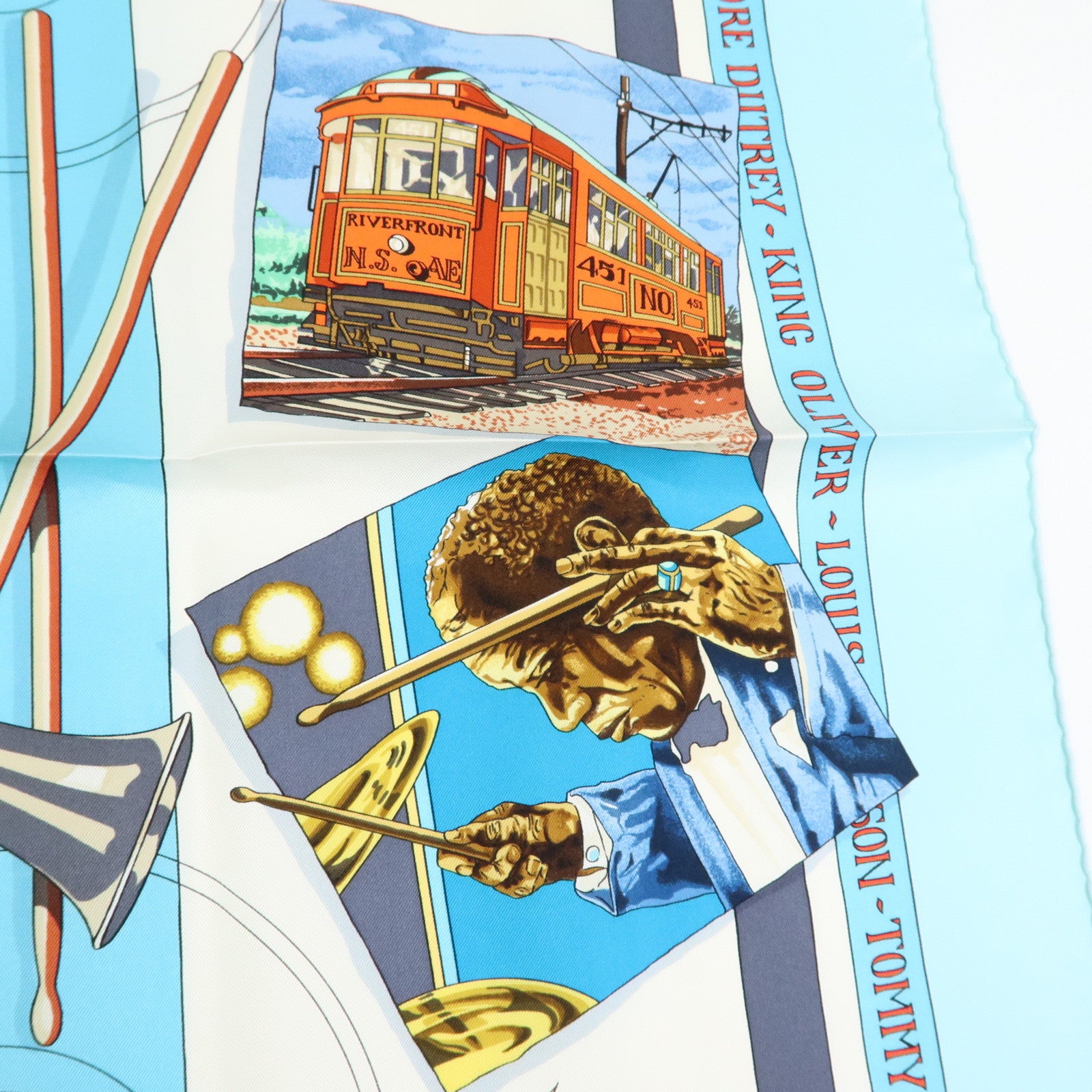 HERMES Carre90 Silk 100% Scarf ORIGINAL NEW ORLEANS CREOLE JAZZ1923