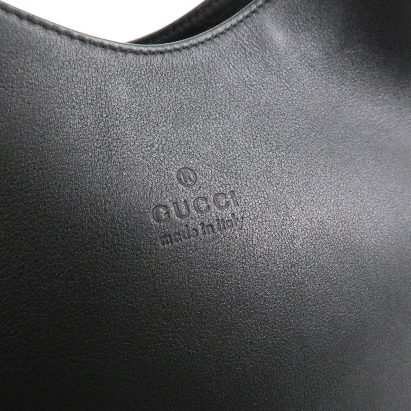 GUCCI Bamboo Leather Shoulder Bag Hand Bag Black 001 3244