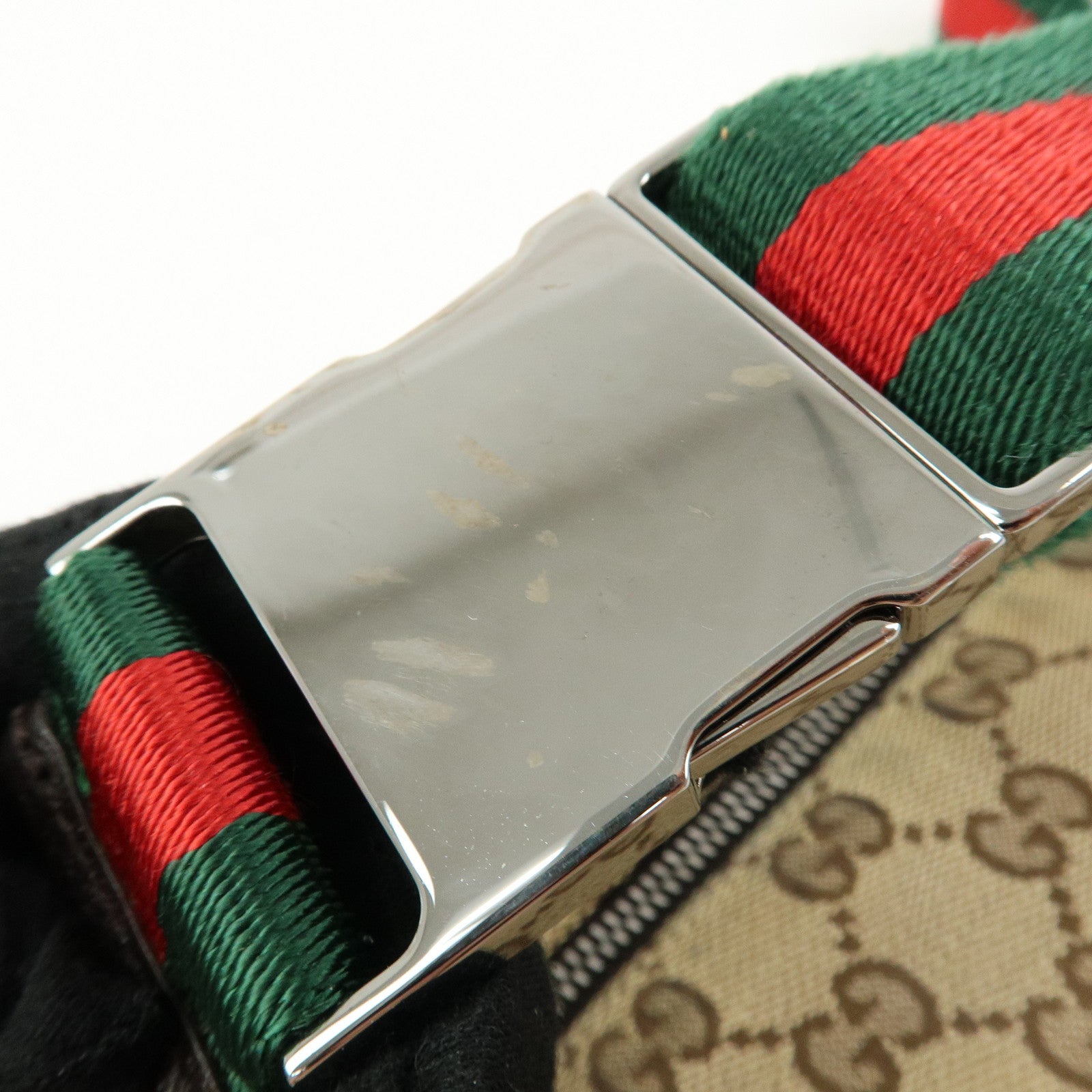 GUCCI GG Canvas Leather Waist Bag Crossbody Bag Beige Brown 28566