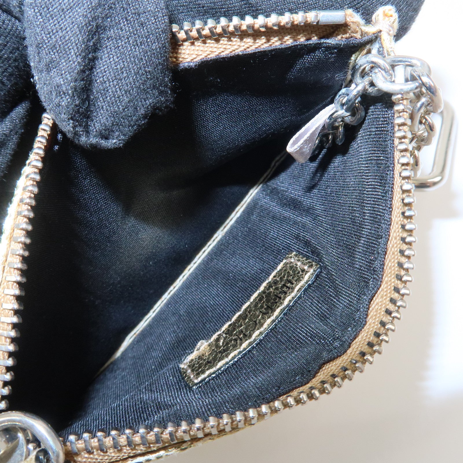 JIMMY CHOO Set of 2 Leather Long Wallet Coin Case Gray Gold