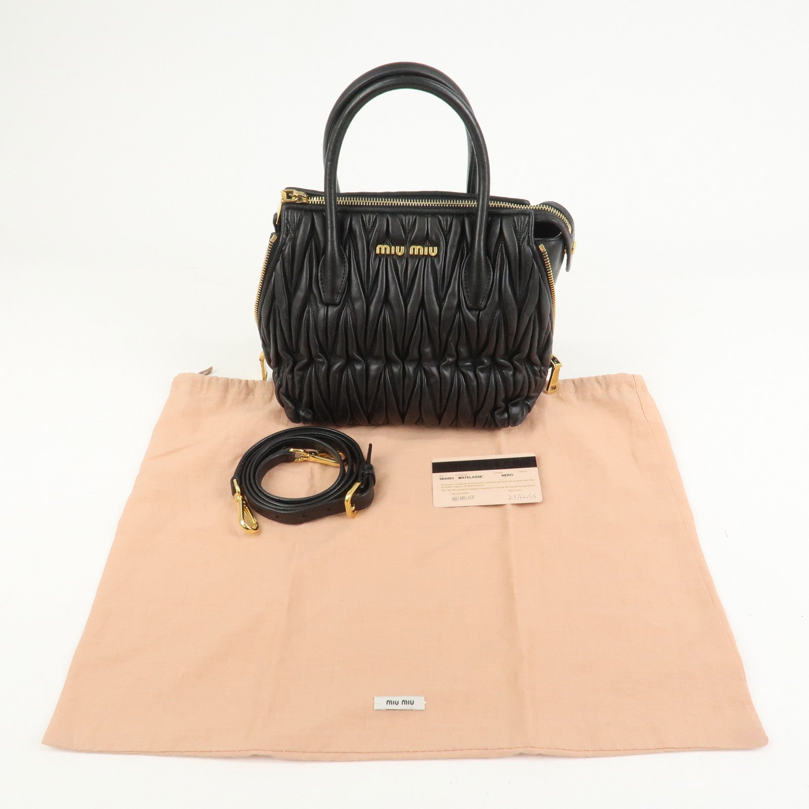 MIU MIU Matelasse Leather 2Way Bag Hand Bag Shoulder Bag 5BA003