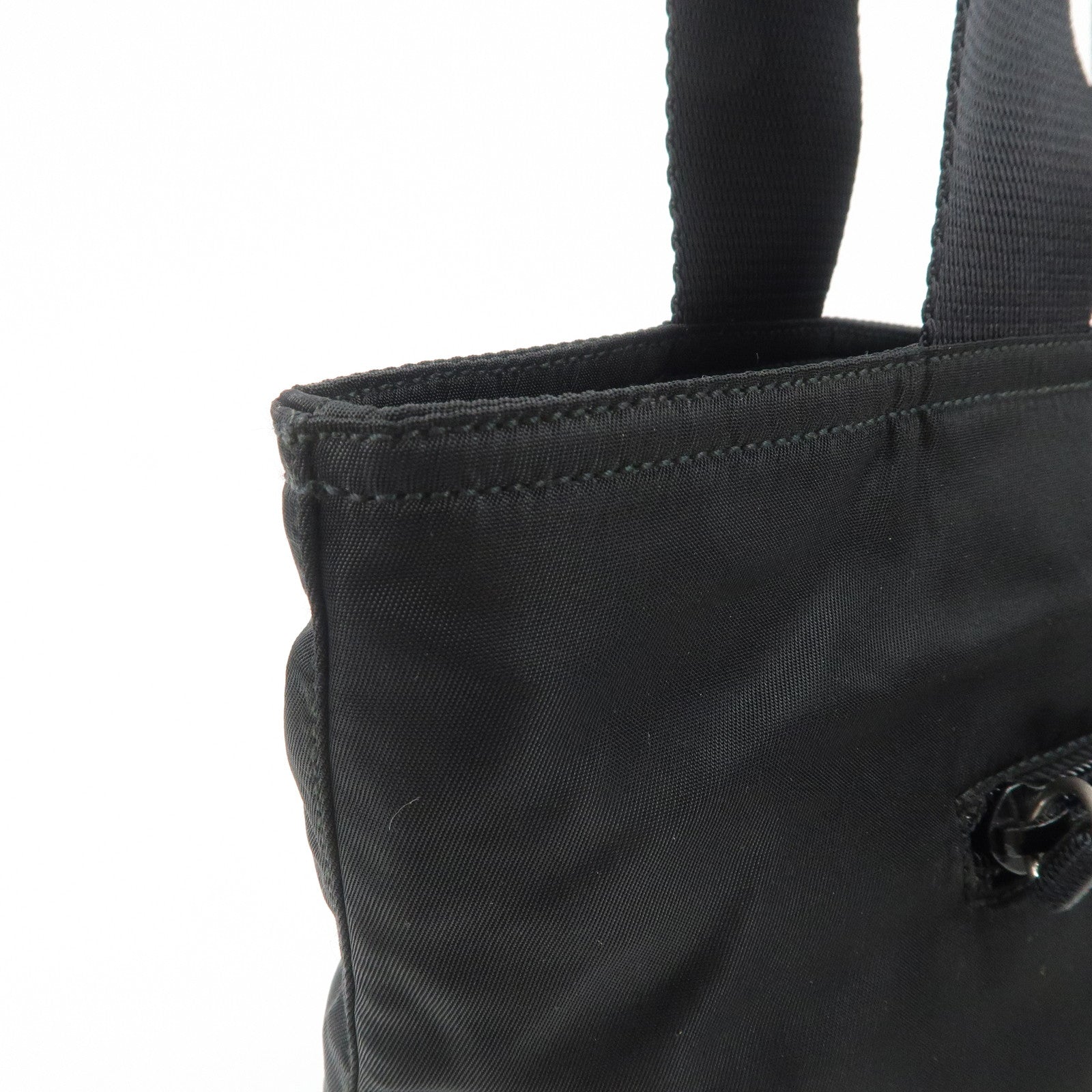 PRADA Triangle Logo Nylon Tote Bag Shoulder Bag Hand Bag Black