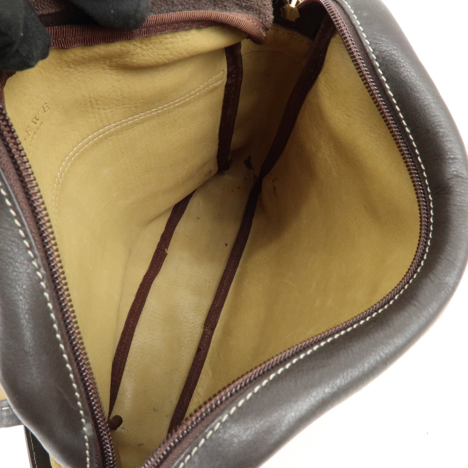 LOEWE Anagram Suede Leather Shoulder Bag Crossbody Bag Beige