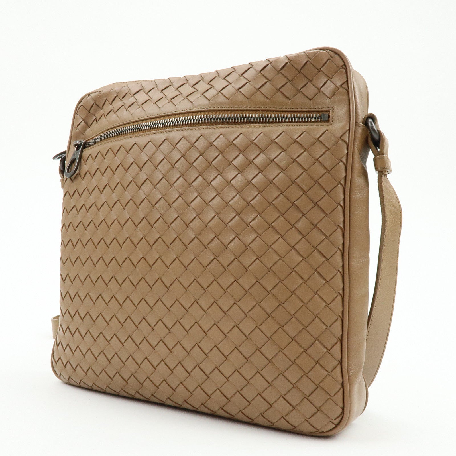 BOTTEGA VENETA Intrecciato Leather Shoulder Crossbody Bag Beige