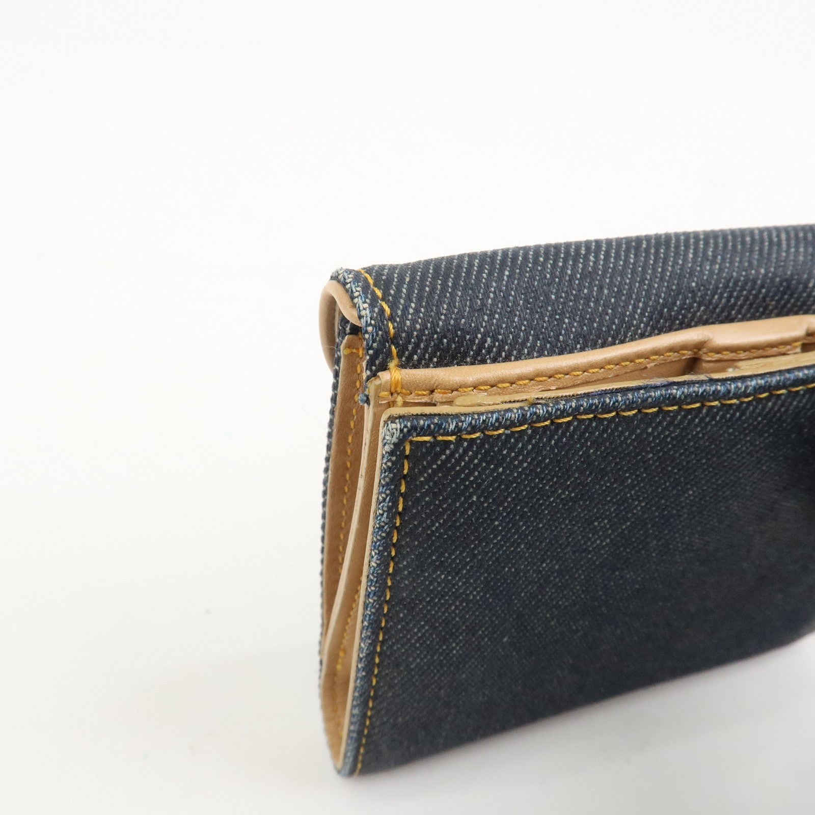 Christian Dior Saddle Denim Leather Compact Wallet Indigo Blue