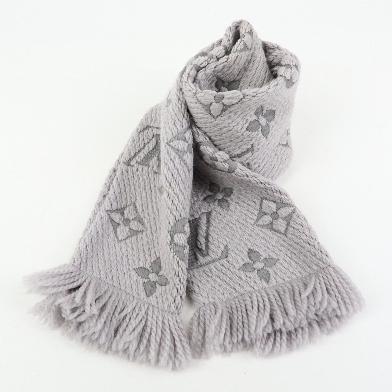 Louis Vuitton Monogram Escharp Logo Mania Wool Silk Scarf M74742