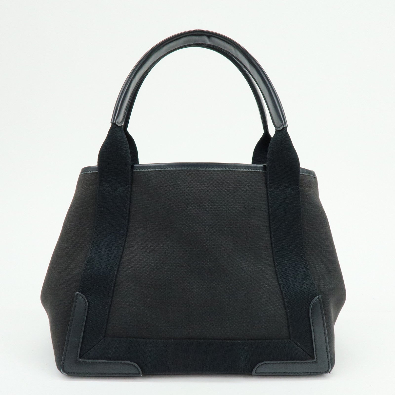 BALENCIAGA Navy Cabas Small Canvas Leather Tote Bag Black 339933