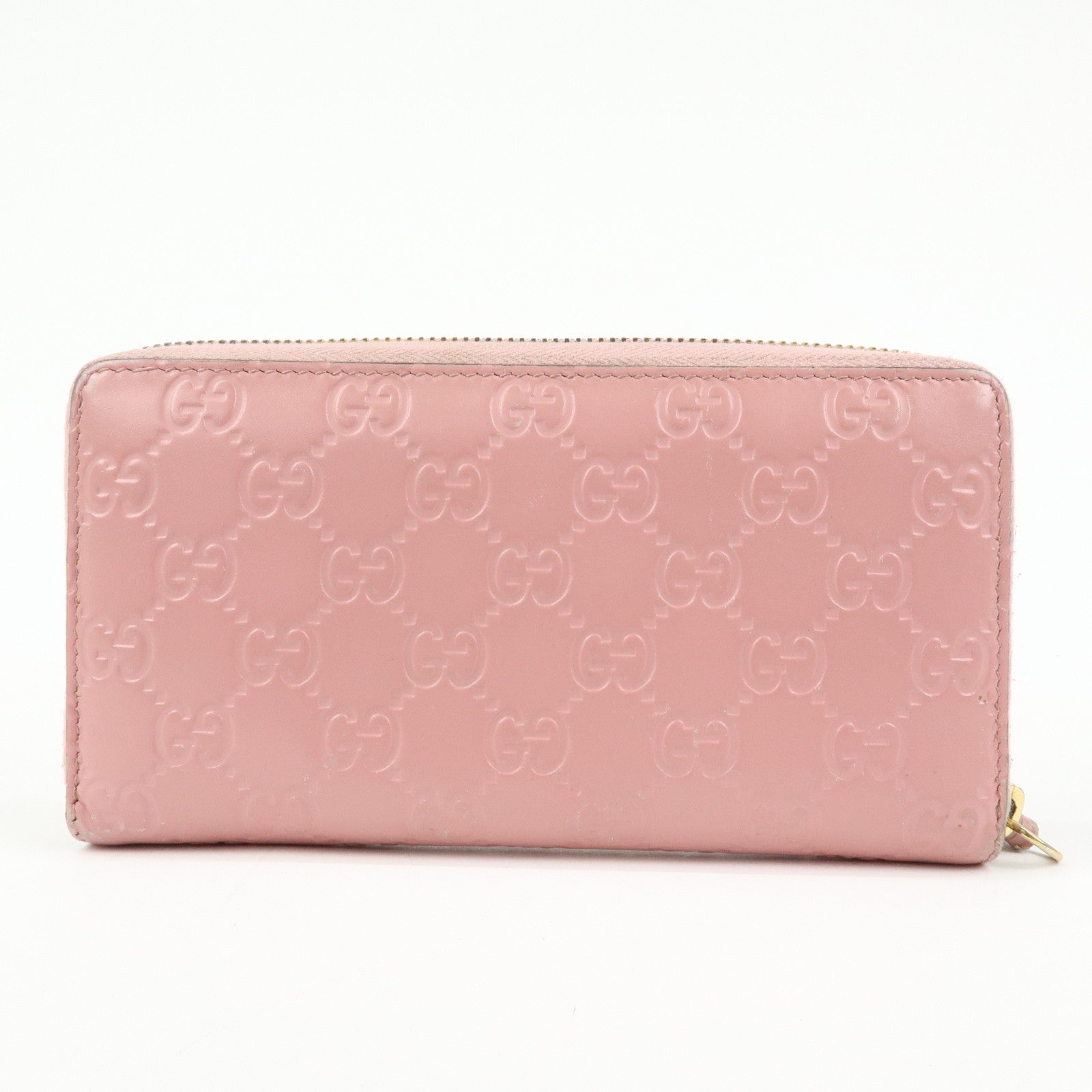 GUCCI Guccissima Leather Round Zippy Long Wallet Pink 410102