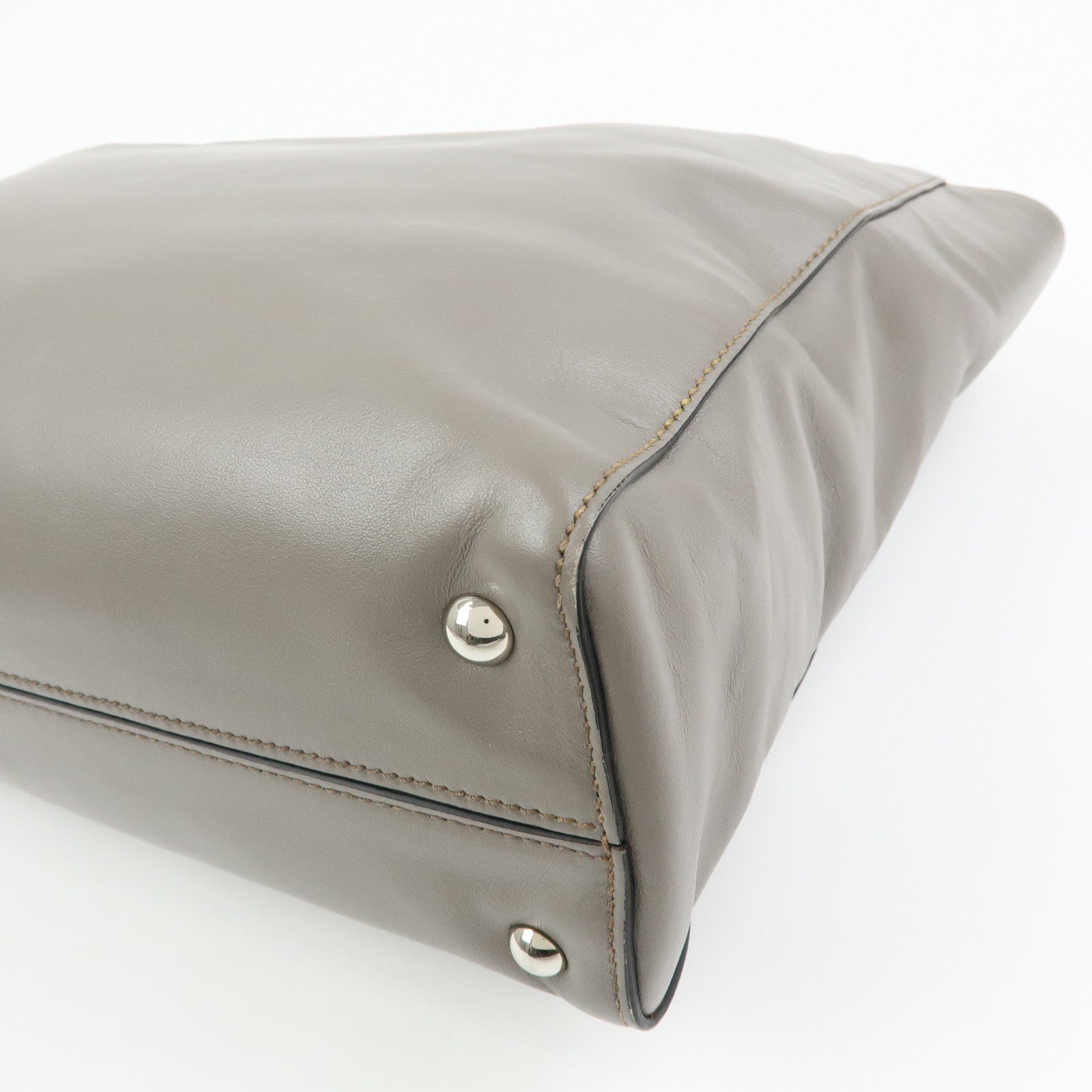 MIU MIU Vitello Soft Leather Tote Bag Shoulder Hand Bag Grey R1914S