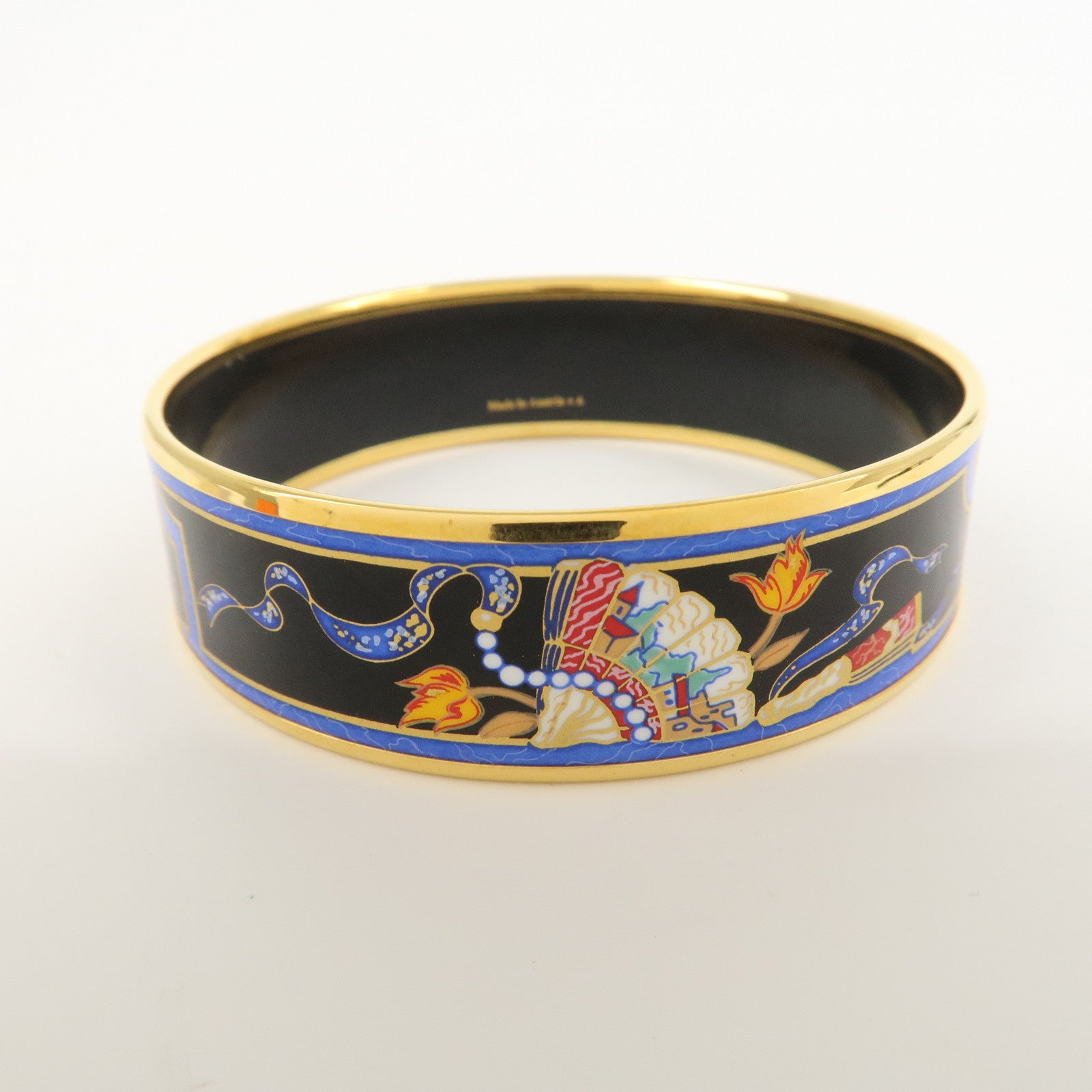 HERMES Email GM Bangle Bracelet Black Blue