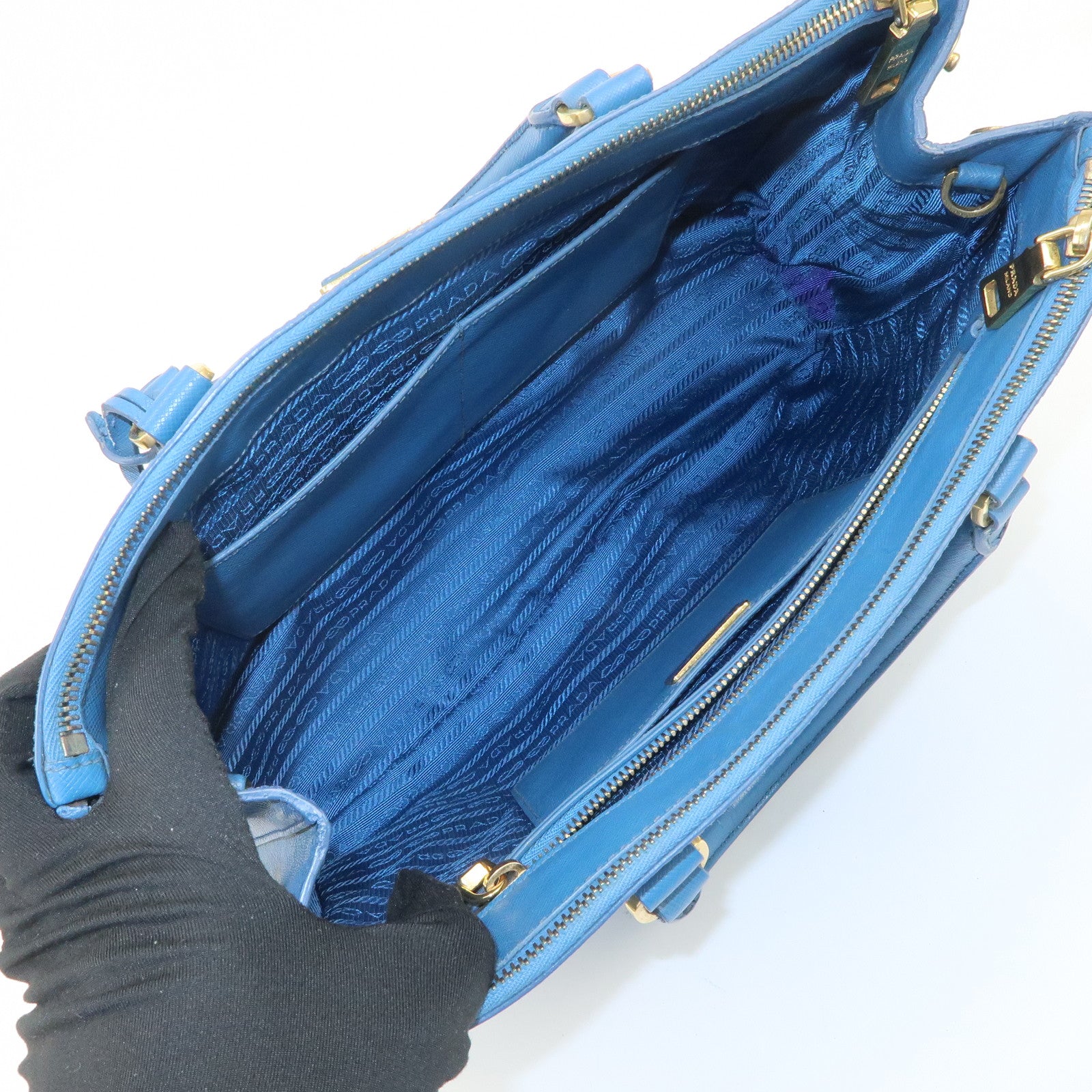 PRADA Galleria Saffiano Leather 2Way Bag Hand Bag Blue BN2274