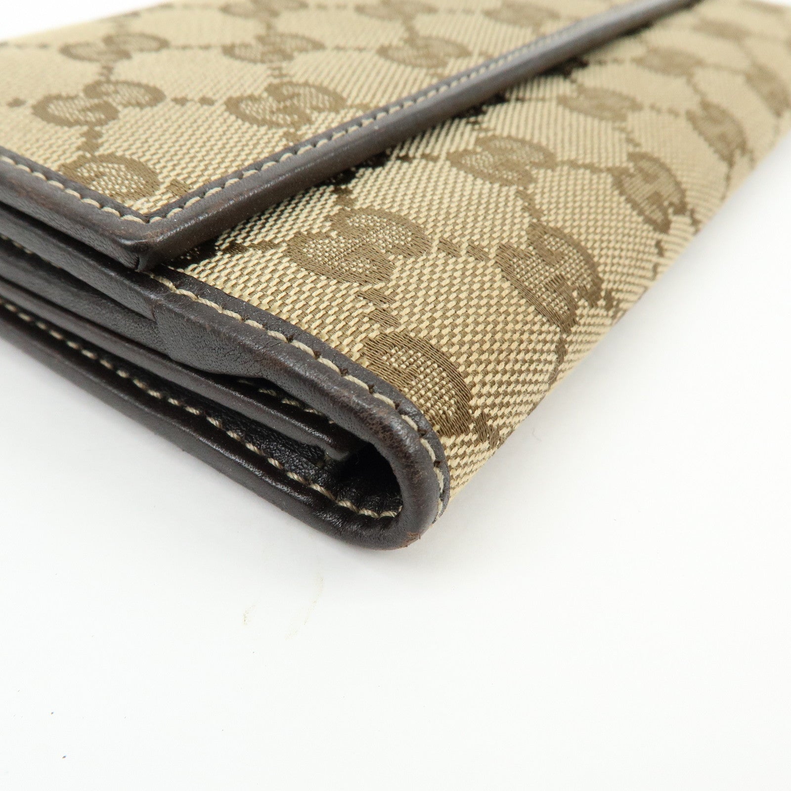 GUCCI Lovely Heart GG Canvas Leather Long Wallet Brown 245723