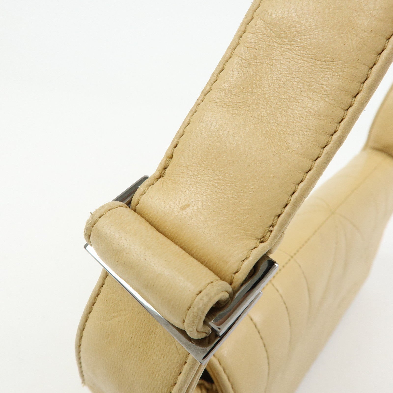 CHANEL Lamb Skin Shoulder Bag Hand Bag Beige