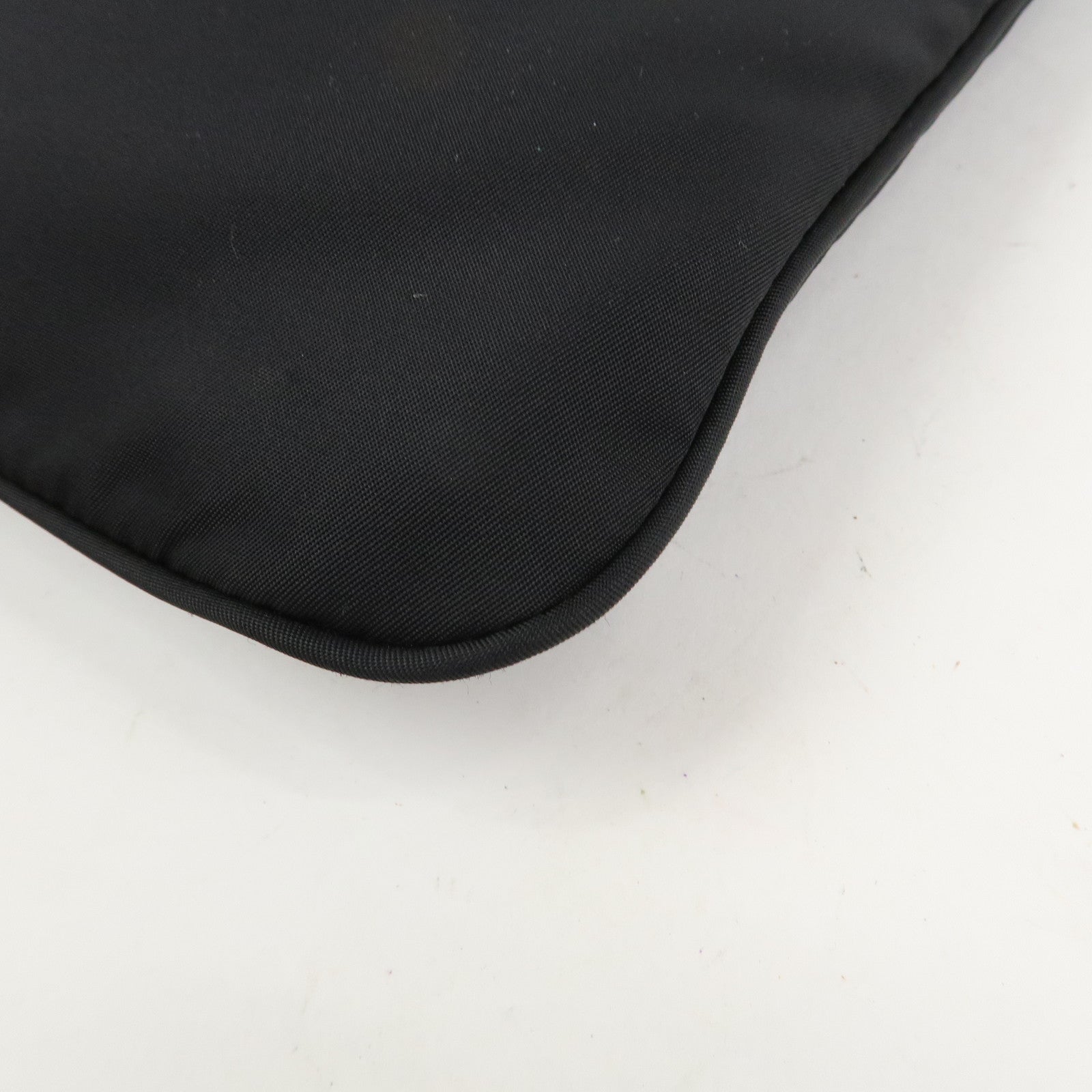 PRADA Triangle Logo Nylon Leather Shoulder Bag Black BT0716