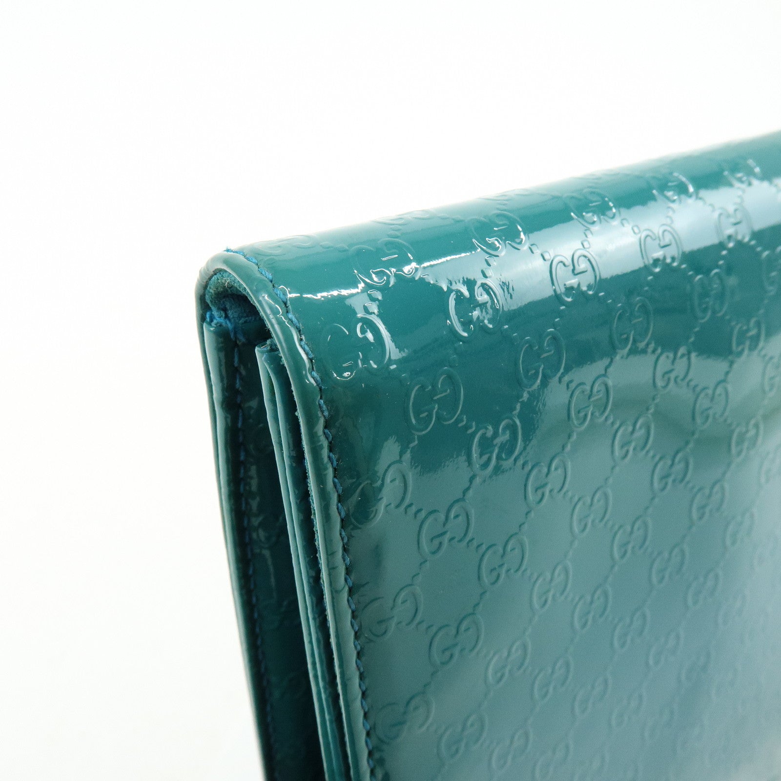 GUCCI Microguccissima Leather Hand Bag Clutch Bag Blue 339249