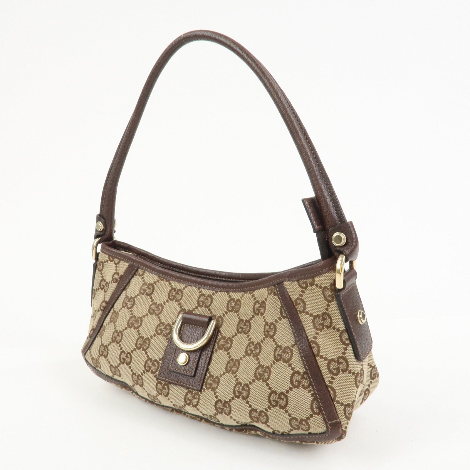 GUCCI Abbey GG Canvas Leather Shoulder Bag Hand Bag Beige 130939