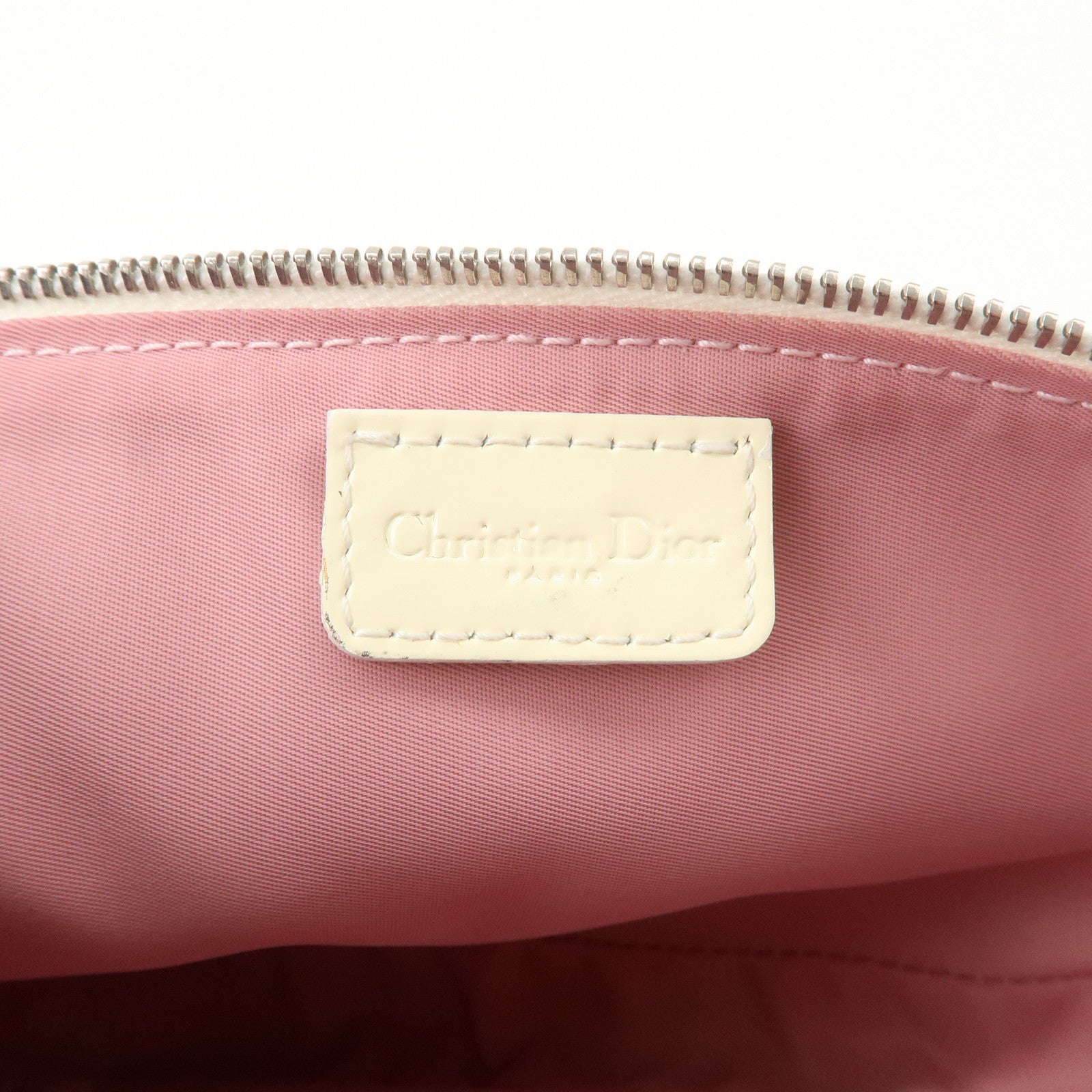 Christian Dior Trotter PVC Leather Saddle Pouch Hand Bag Pink White