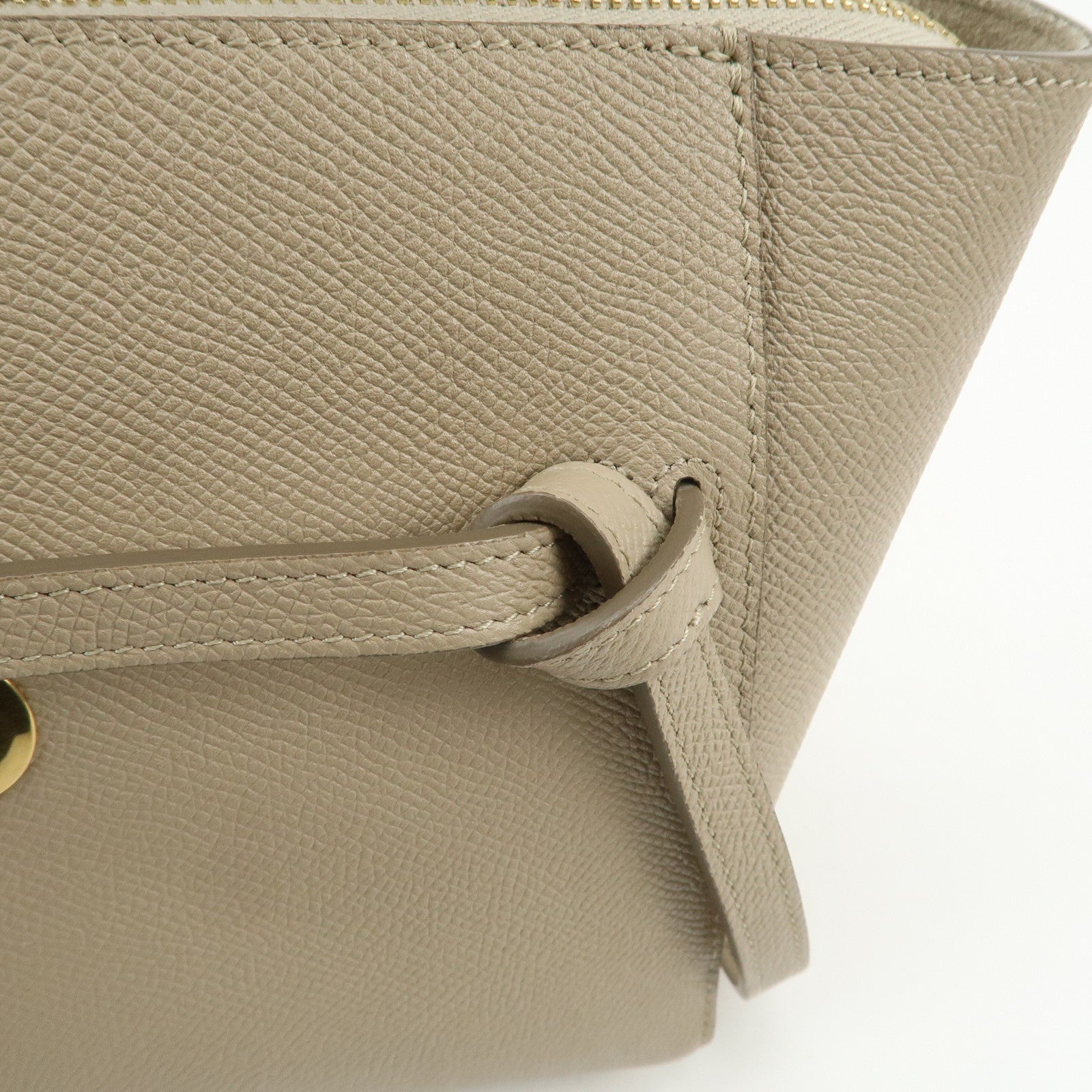 CELINE Belt Bag Leather Nano 2WAY Hand Bag Shoulder Bag Beige