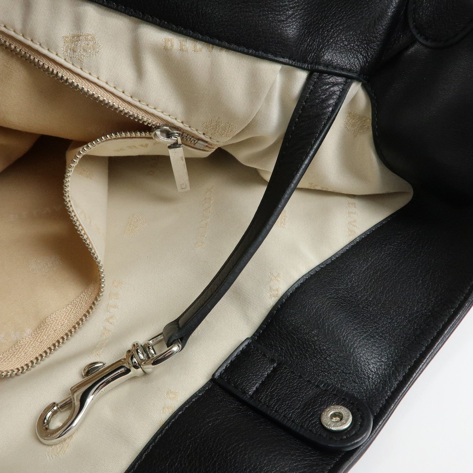 DELVAUX Louise Leather Shoulder Bag Hand Bag Black