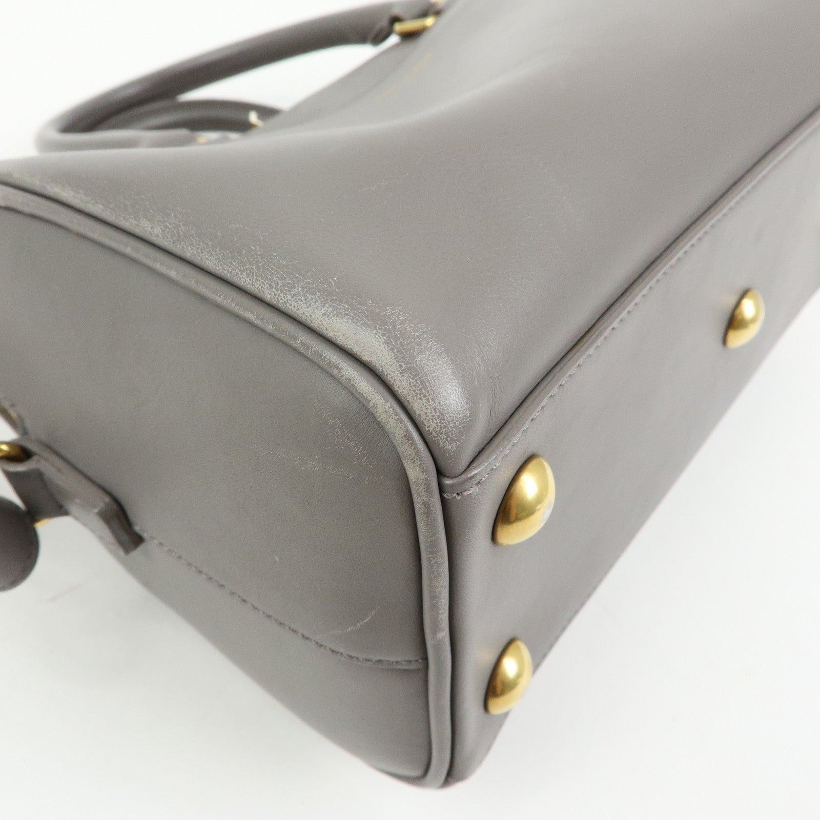 SAINT LAURENT PARIS Baby Duffle Leather 2WAY Hand Bag Gray 330958