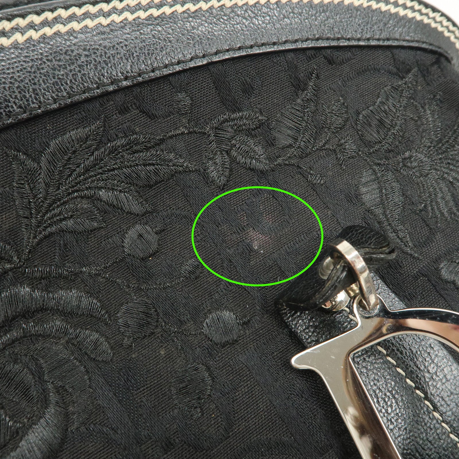 Christian Dior Trotter CD Logo Canvas Leather Hand Bag Black