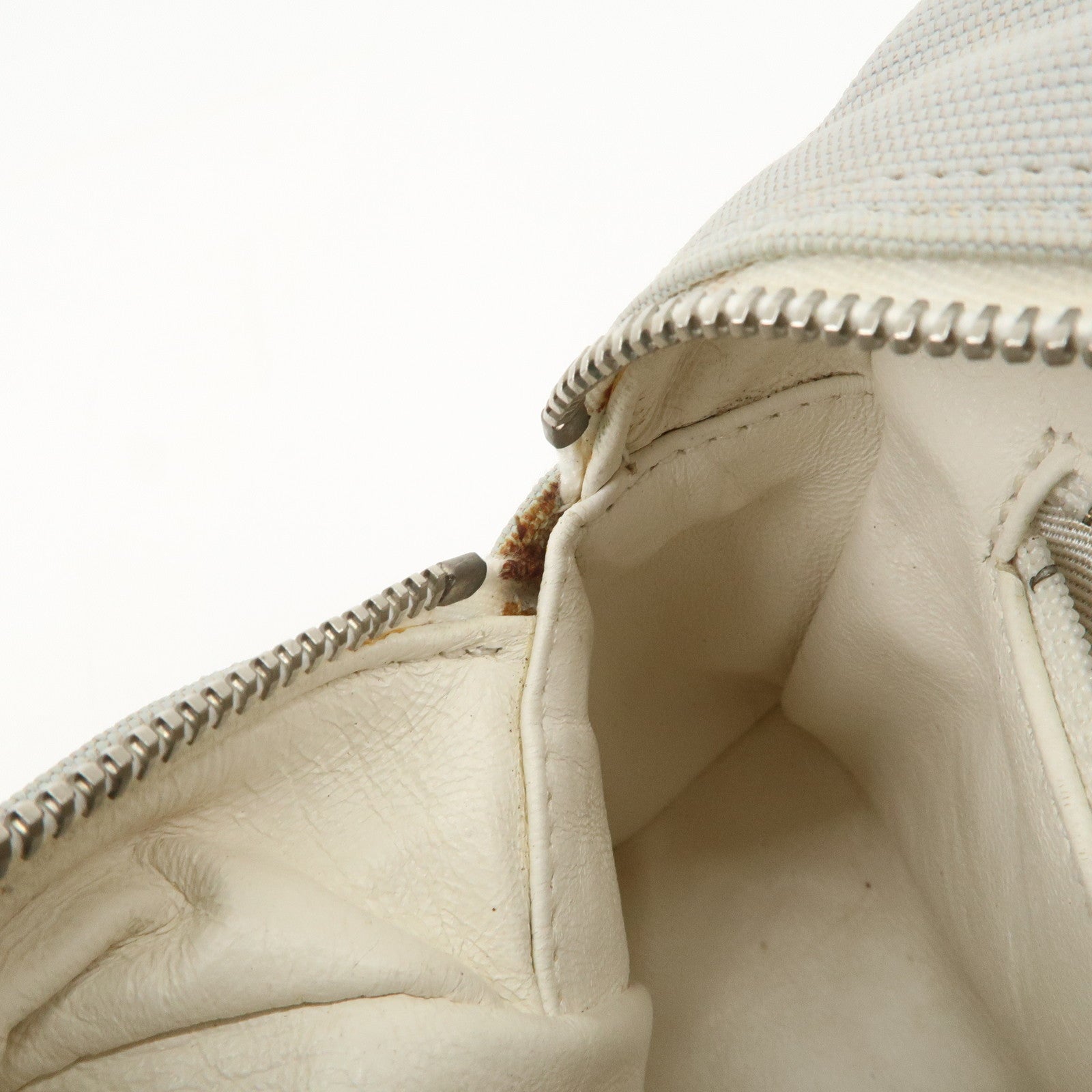 CHANEL Sport Line Canvas Leather Boston Bag Hand Bag Gray White