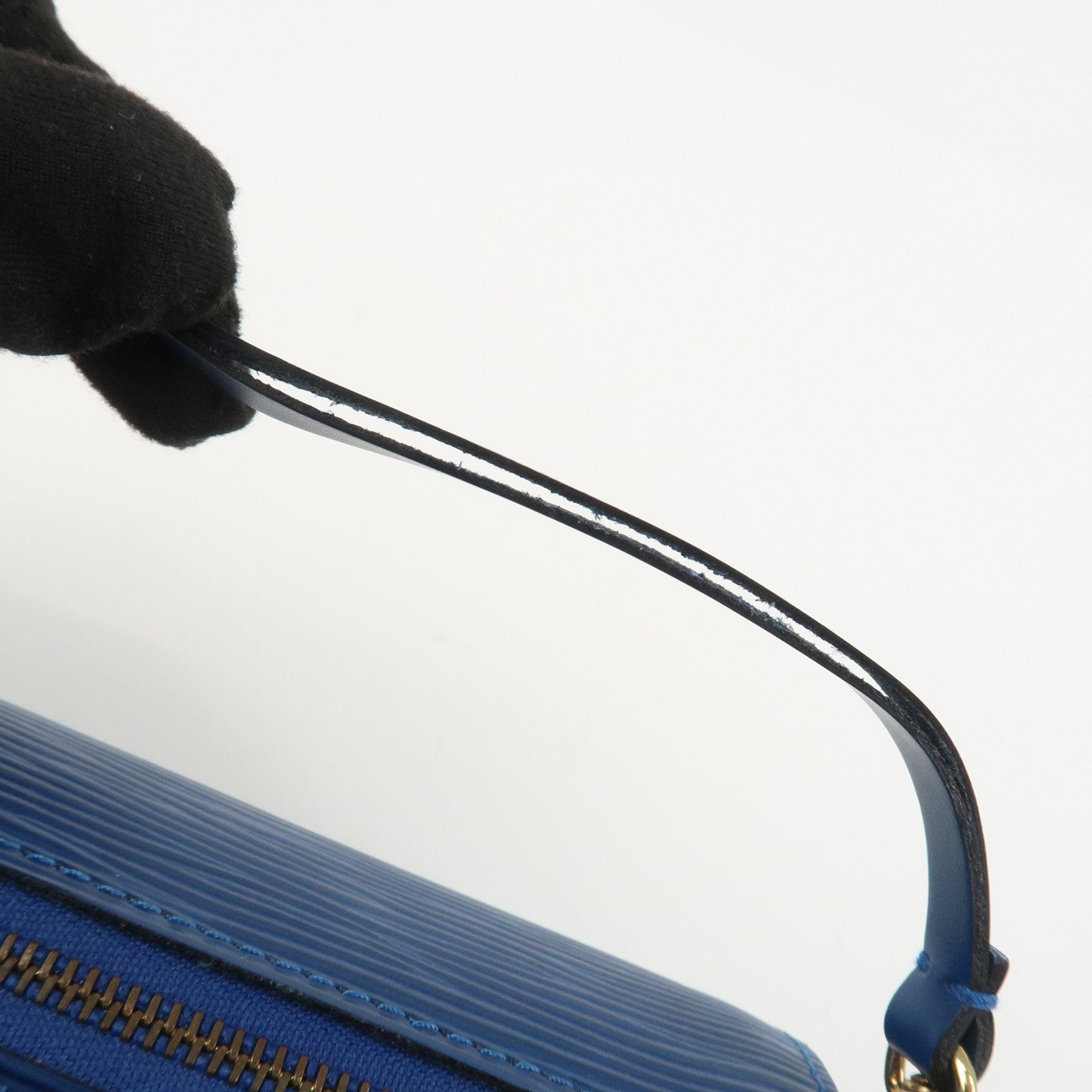 Louis Vuitton Epi Set of 3 Leather Soufflot Pouch Blue Kenya Brown