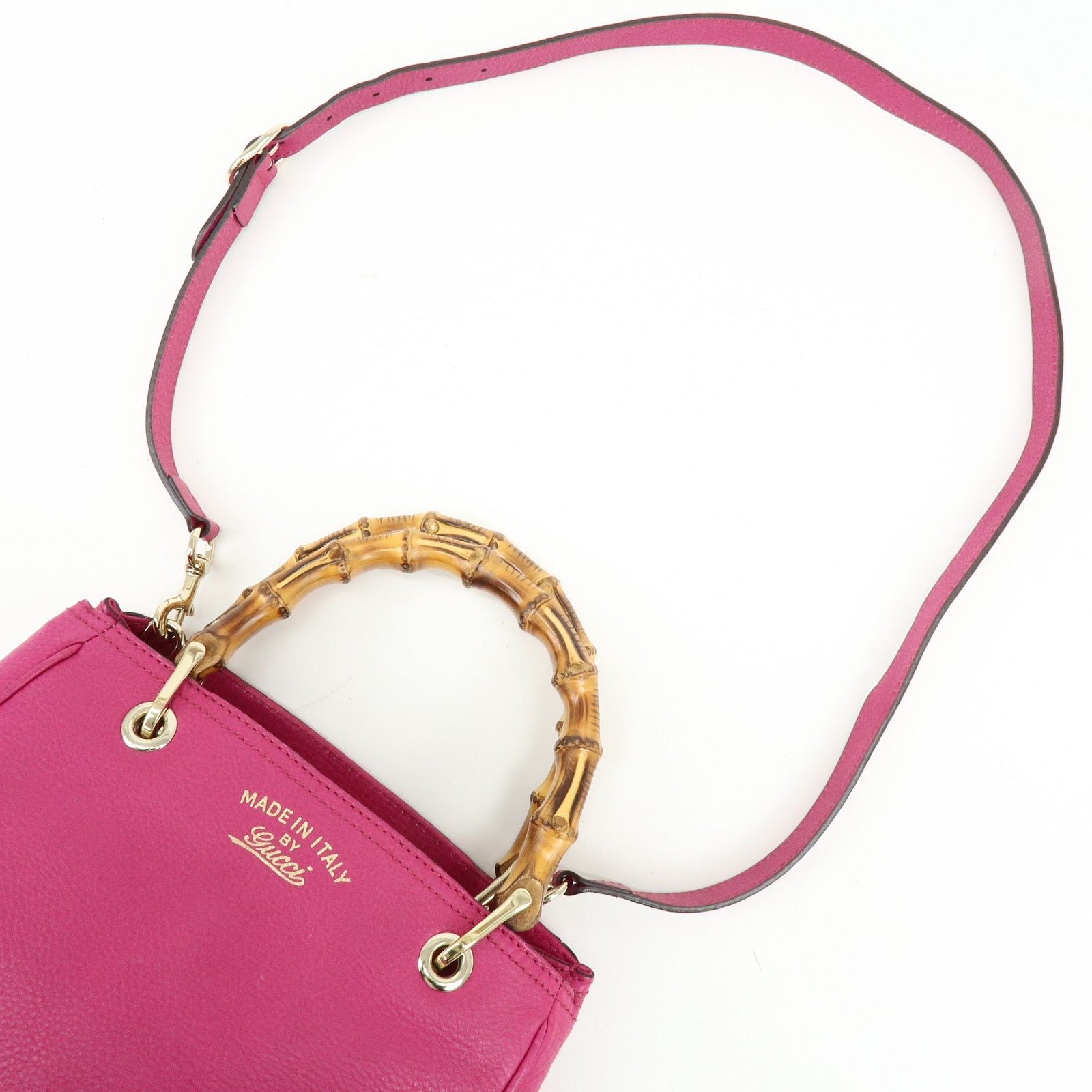 GUCCI Bamboo Leather 2Way Bag Hand Bag Shoulder Bag Pink 336032