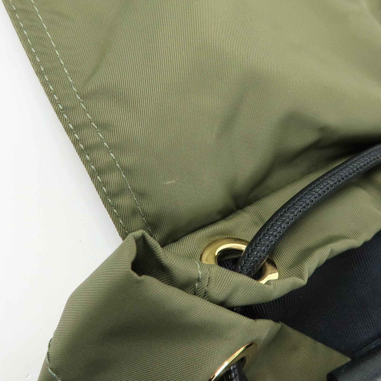 BURBERRY Logo Nylon Leather Backpack Rucksuck Khaki Black