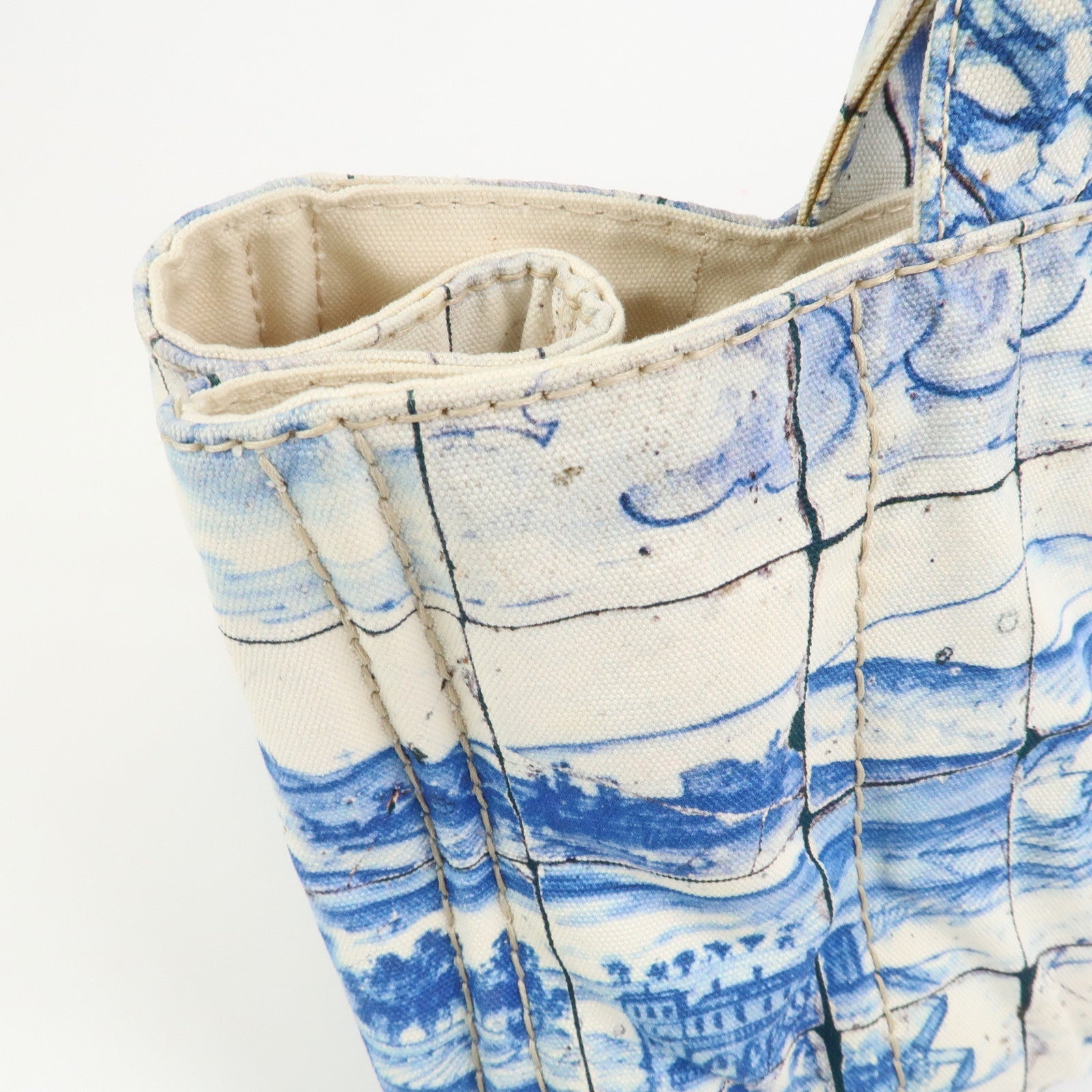 PRADA Canapa Large Denim 2Way Bag Tote Bag Shoulder Bag Blue B1872B