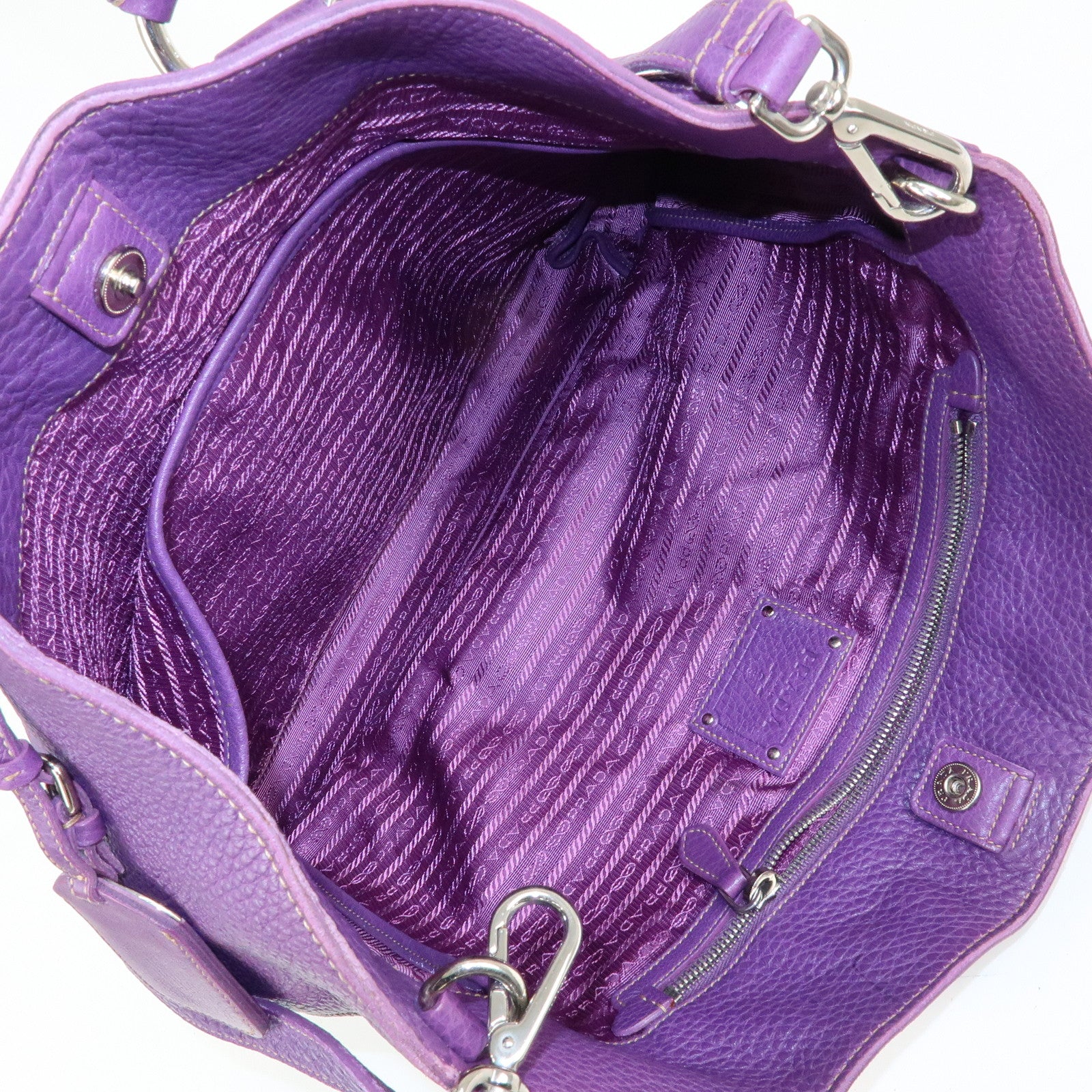 PRADA  Leather 2Way Bag Tote Bag Shoulder Bag Hand Bag Purple