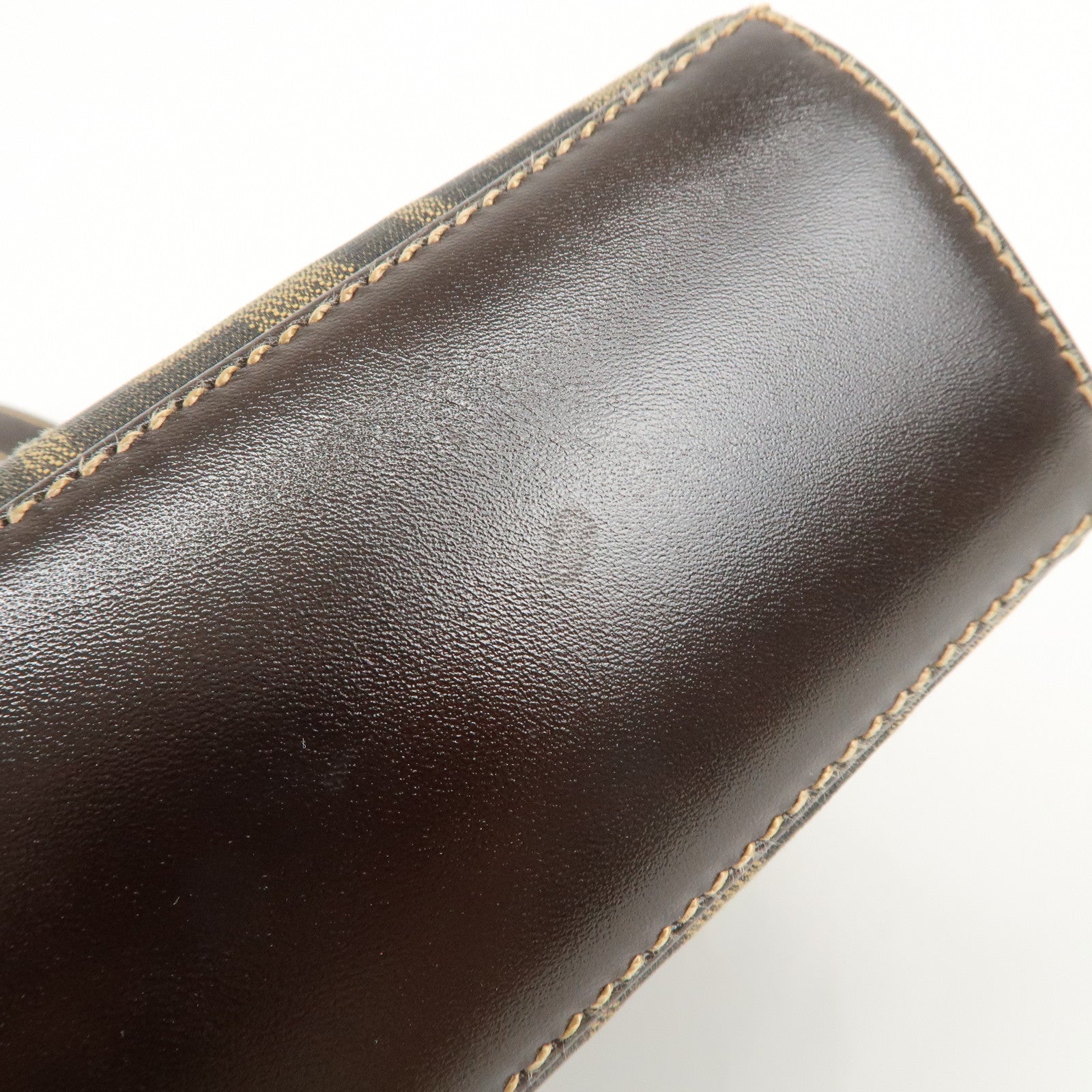 FENDI Zucca Canvas Leather Shoulder Bag Hand Bag Brown Black