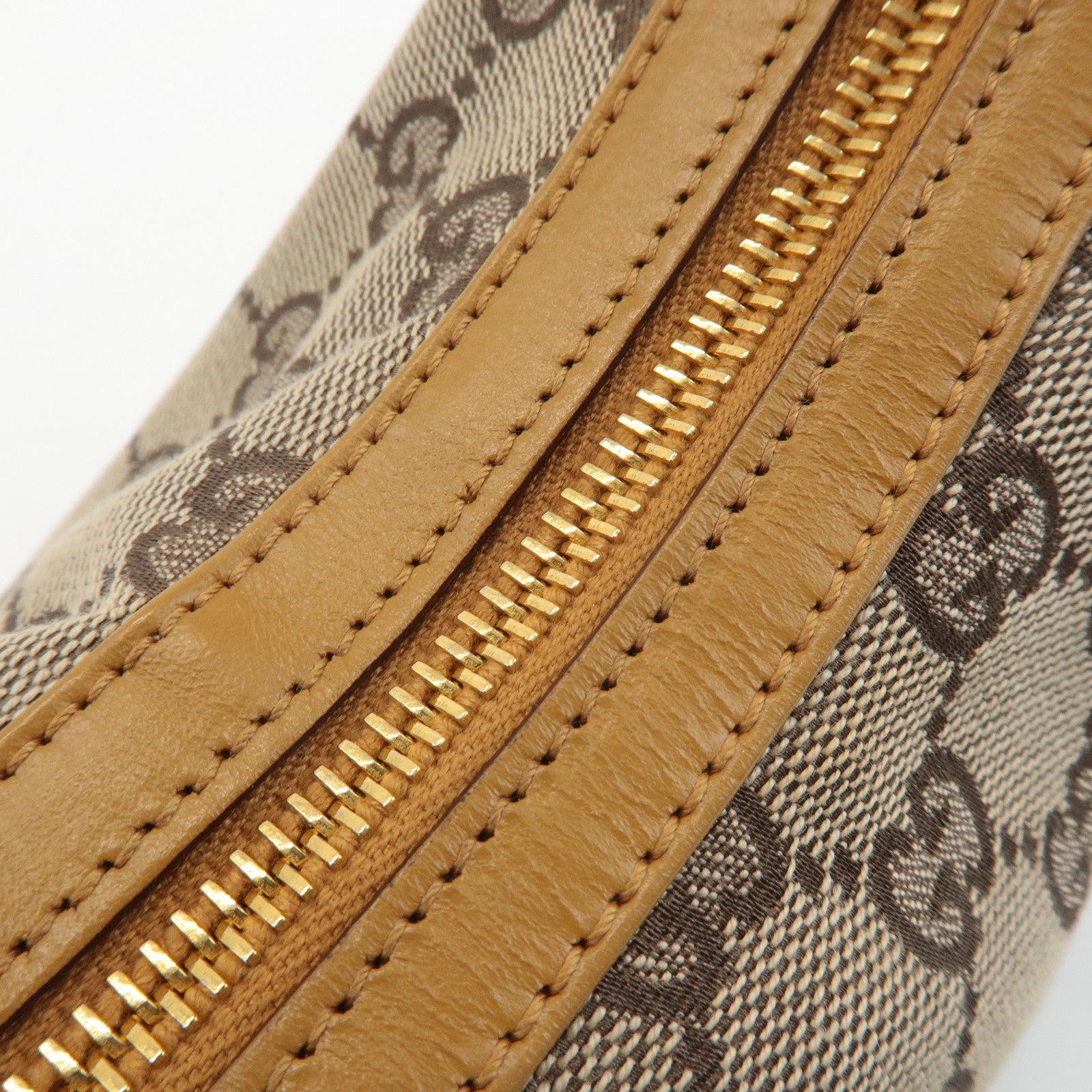 GUCCI GG Canvas Leather Shoulder Bag Hand Bag Beige 001.3812 Used