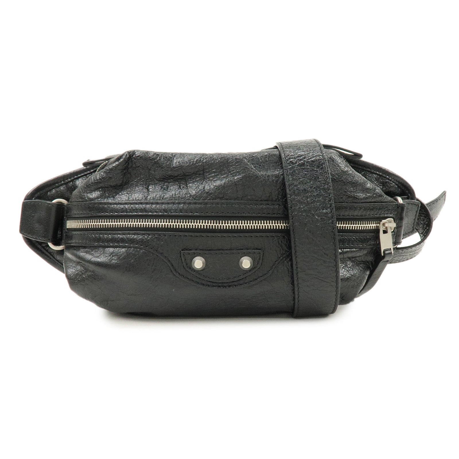 BALENCIAGA Neo Lift Leather Waist Bag Body Bag Style Black 542013