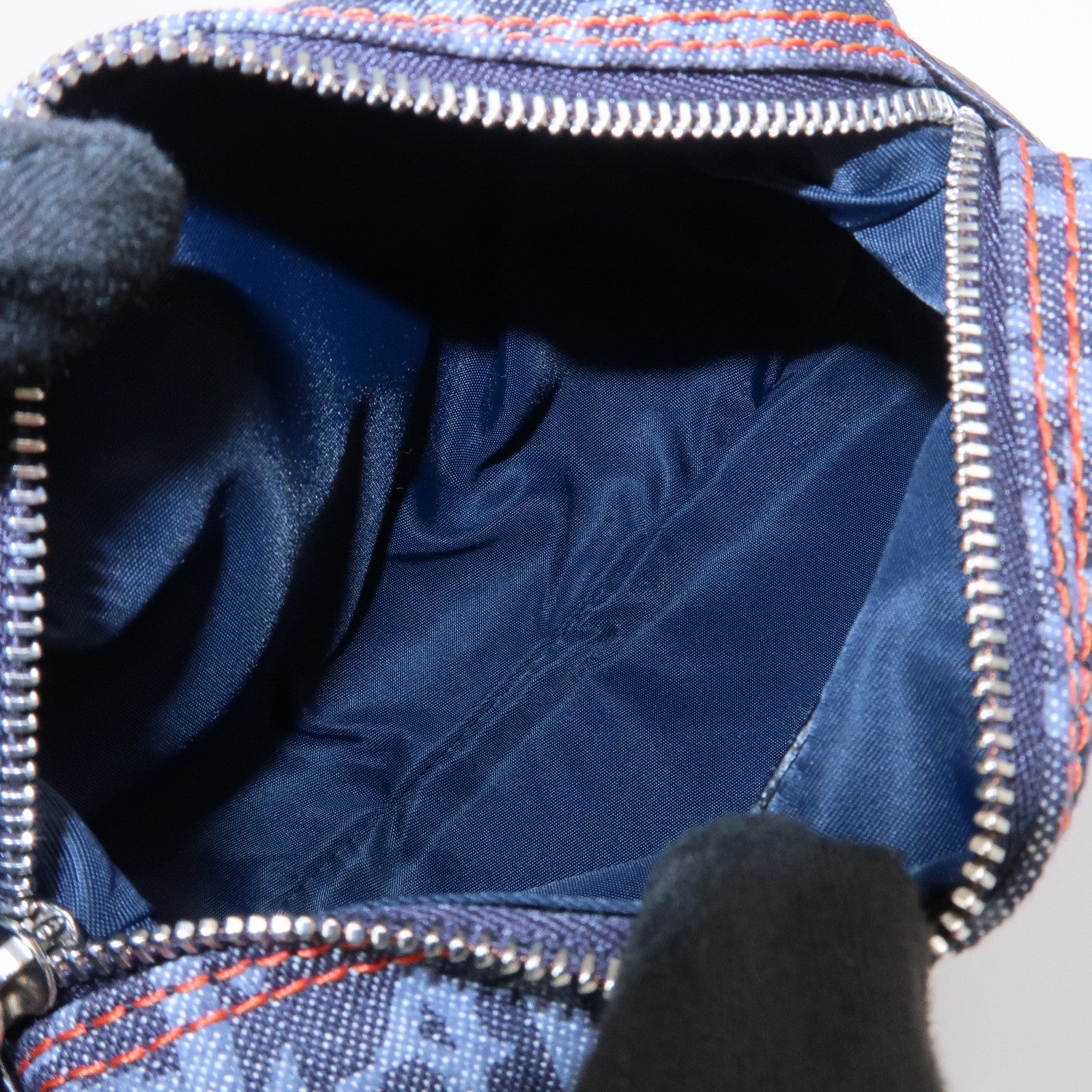 Christian Dior Denim Cosmetic Pouch Indigo Blue Orange