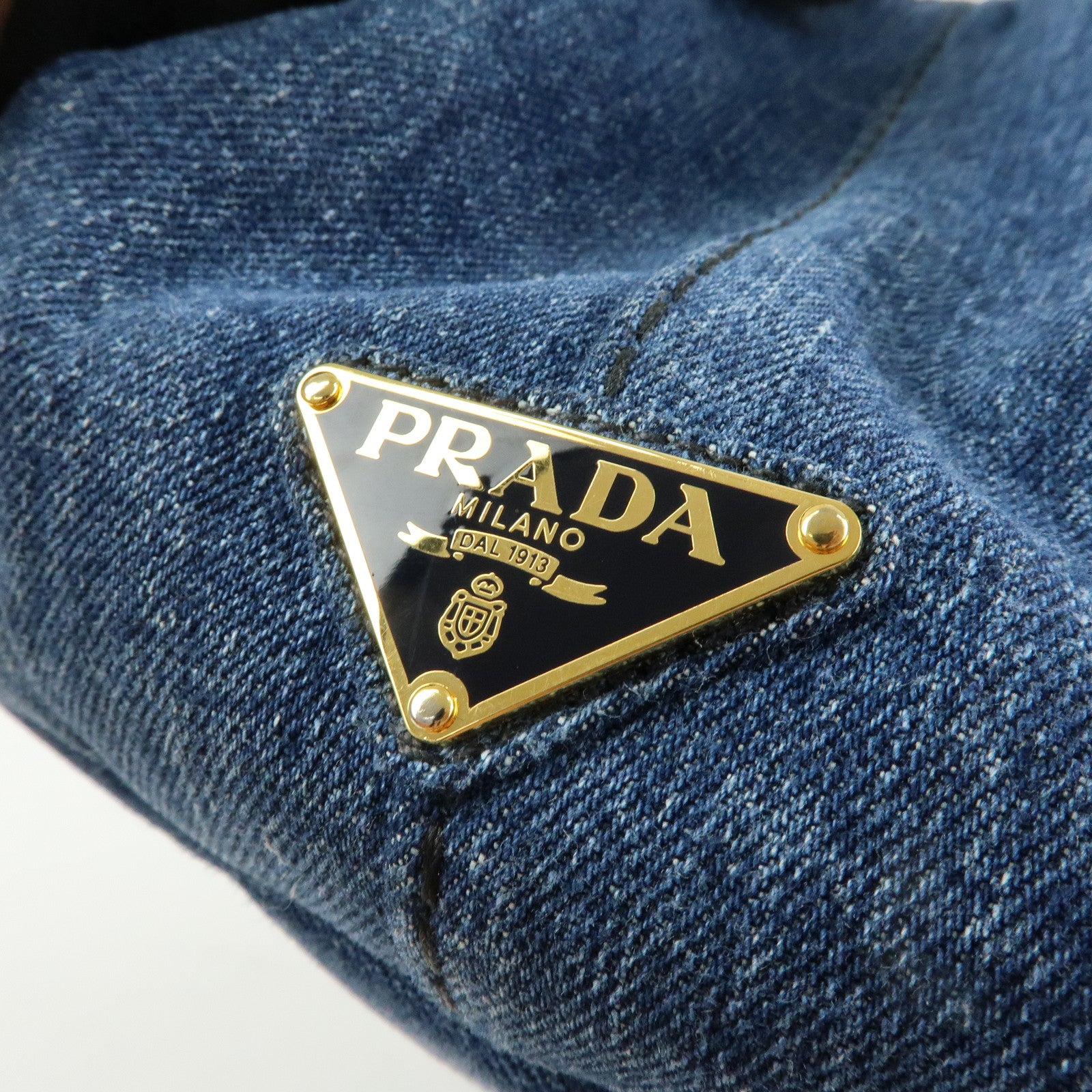 PRADA Triangle Logo Canapa Denim 2Way Hand Bag Shoulder Bag B2642B