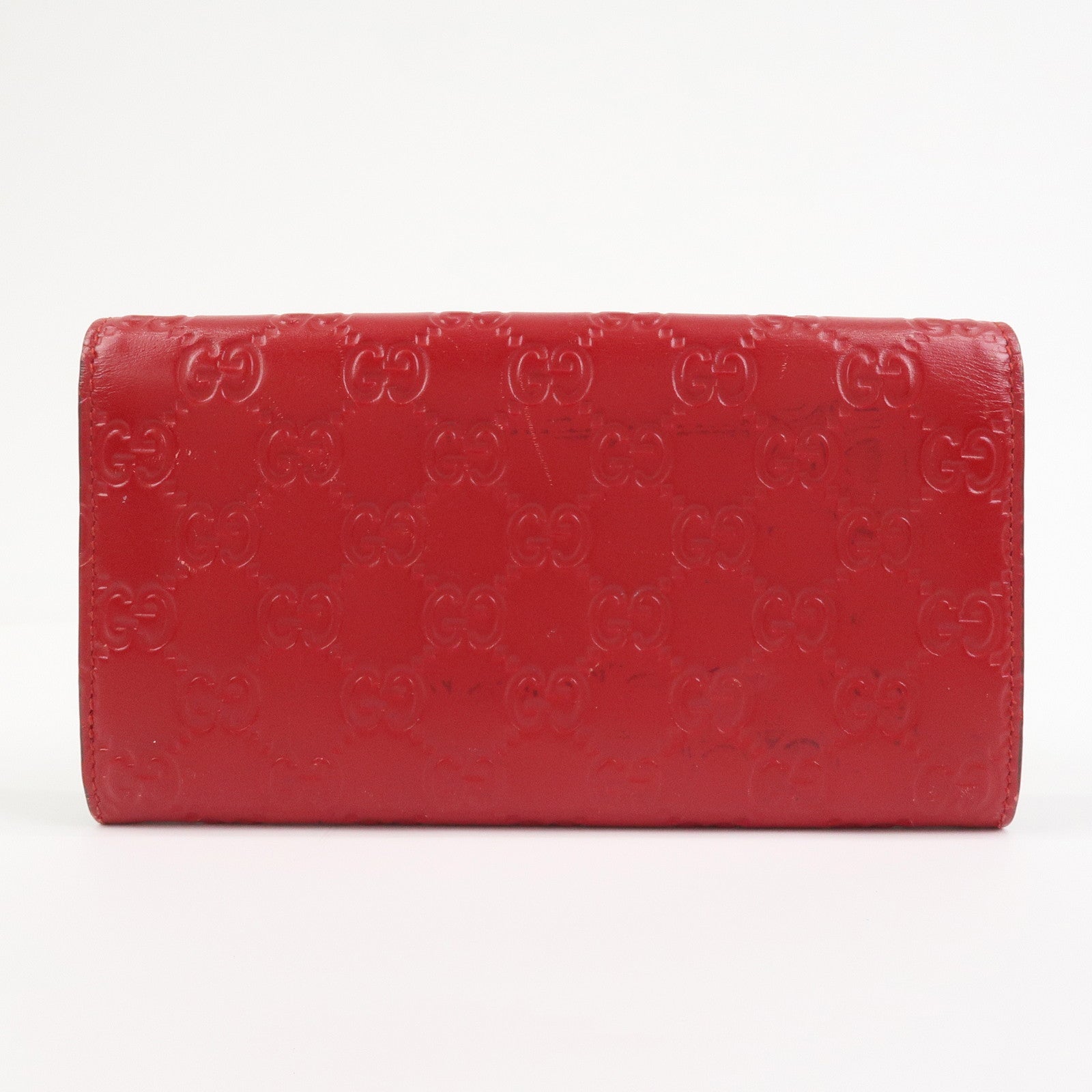 GUCCI Guccissima Interlocking G Flap Long Wallet Red 388679