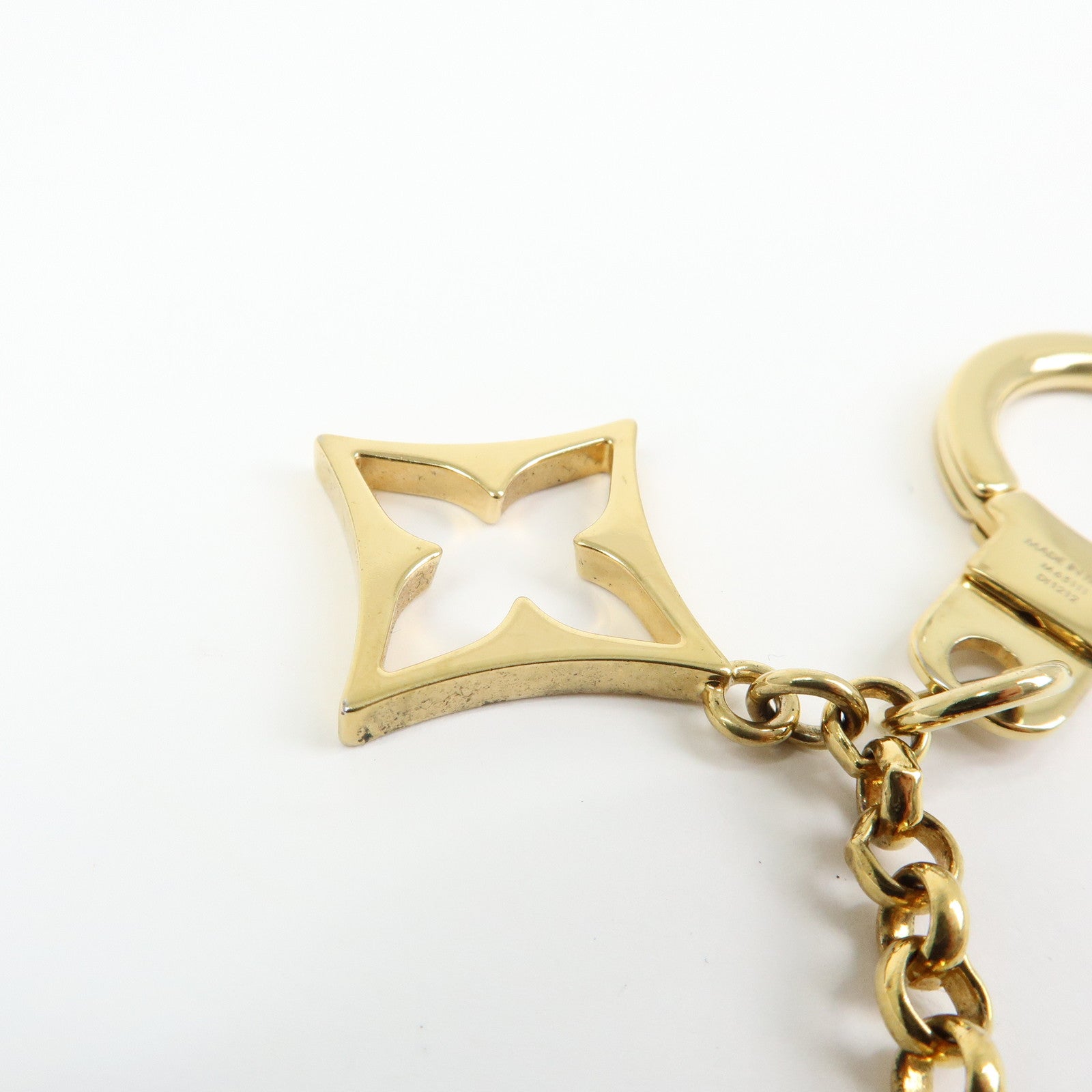 Louis Vuitton Fleur de Monogram Bag Charm Key Chain Gold M65111