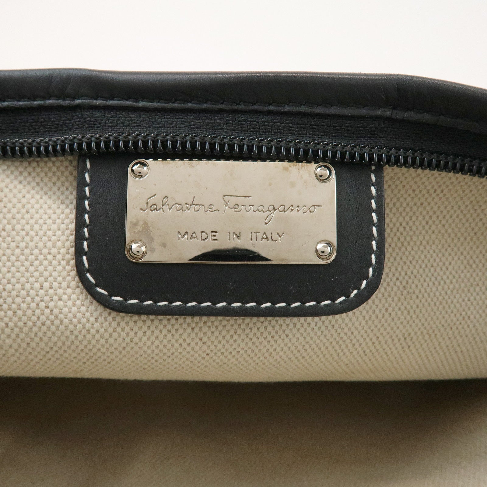 Ferragamo Logo PVC Leather Shoulder Crossbody Bag Brown Black