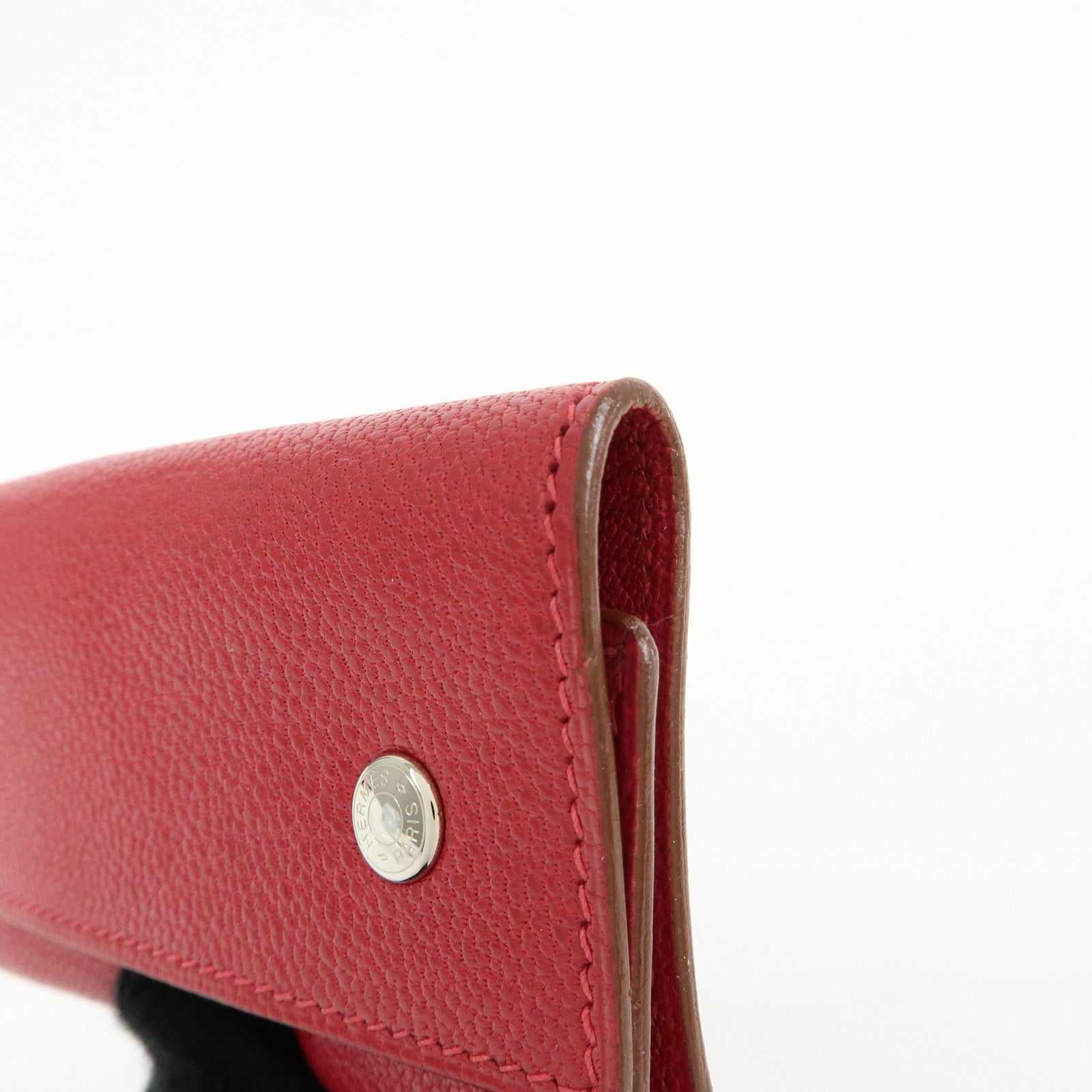 HERMES Sellier Etui Cles 4 Chevre Leather Key Case Key Holder Pink