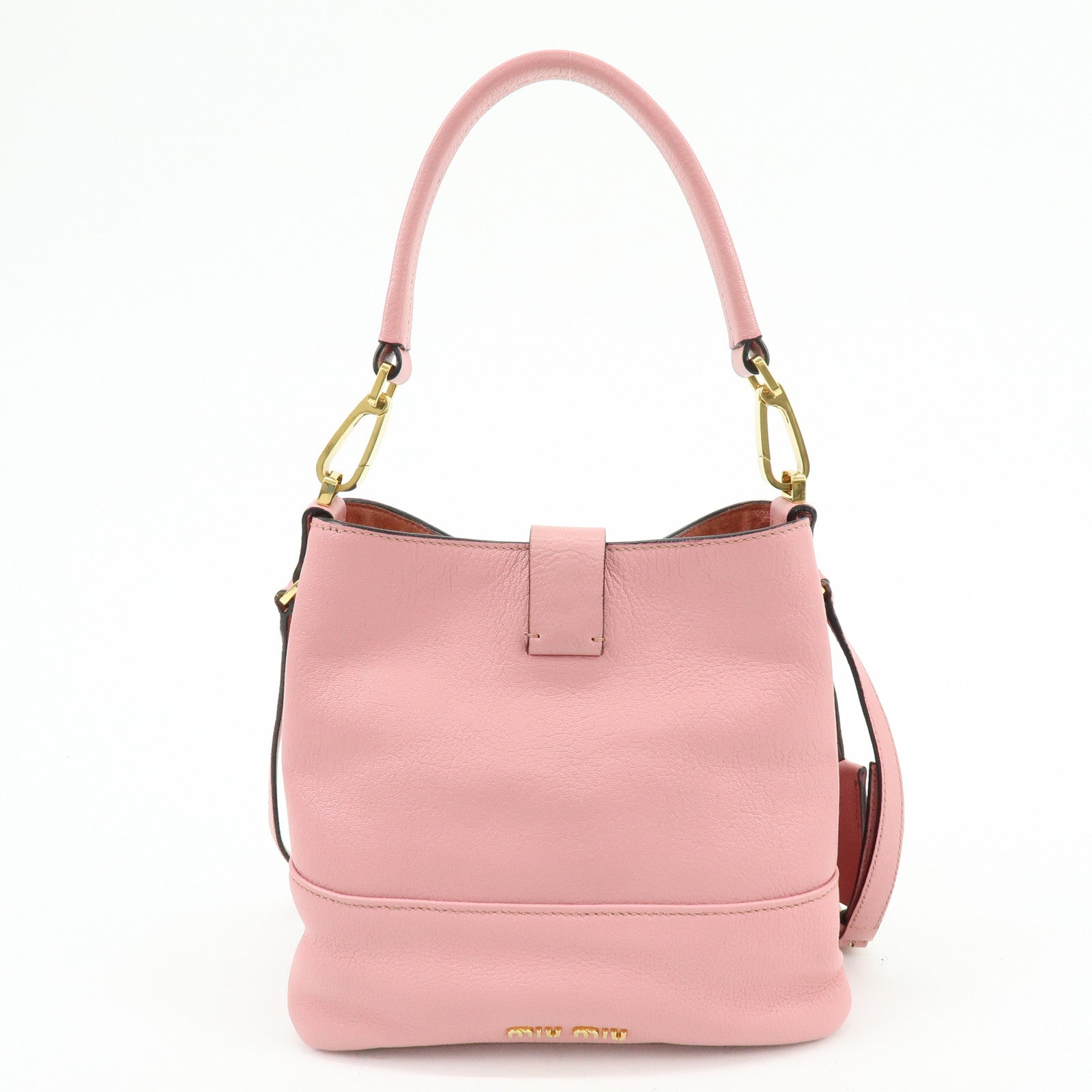 MIU MIU Madras Leather 2Way Bag Hand Bag Shoulder Bag Pink RR1951
