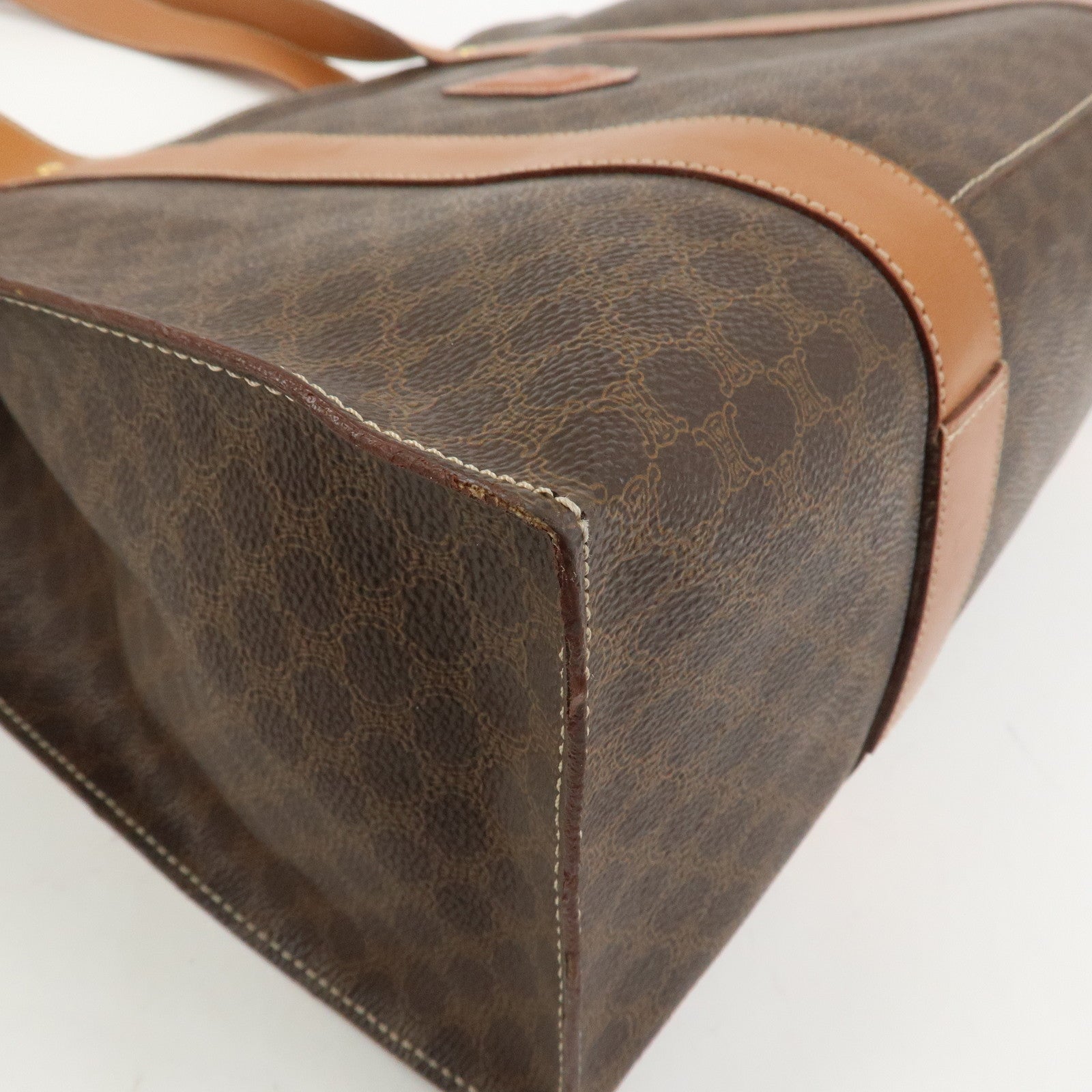 CELINE Macadam PVC Canvas Leather Tote Bag Shoulder Bag Brown